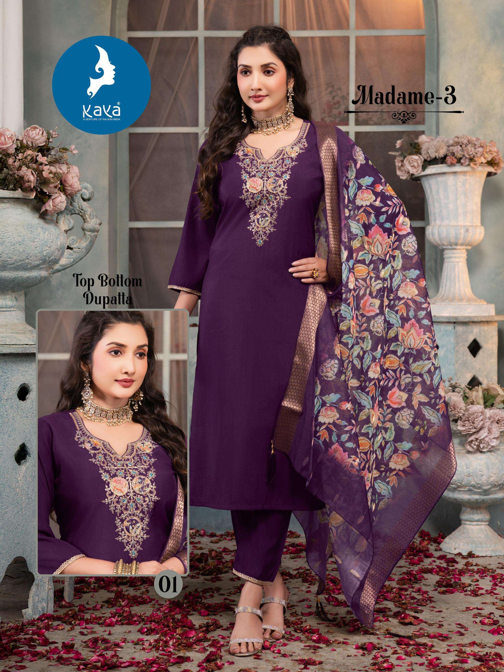 KAYA MADAME VOL 3 SILK FANCY EMBROIDERY WORK LADIES 3PCS SET COLLECTION 
