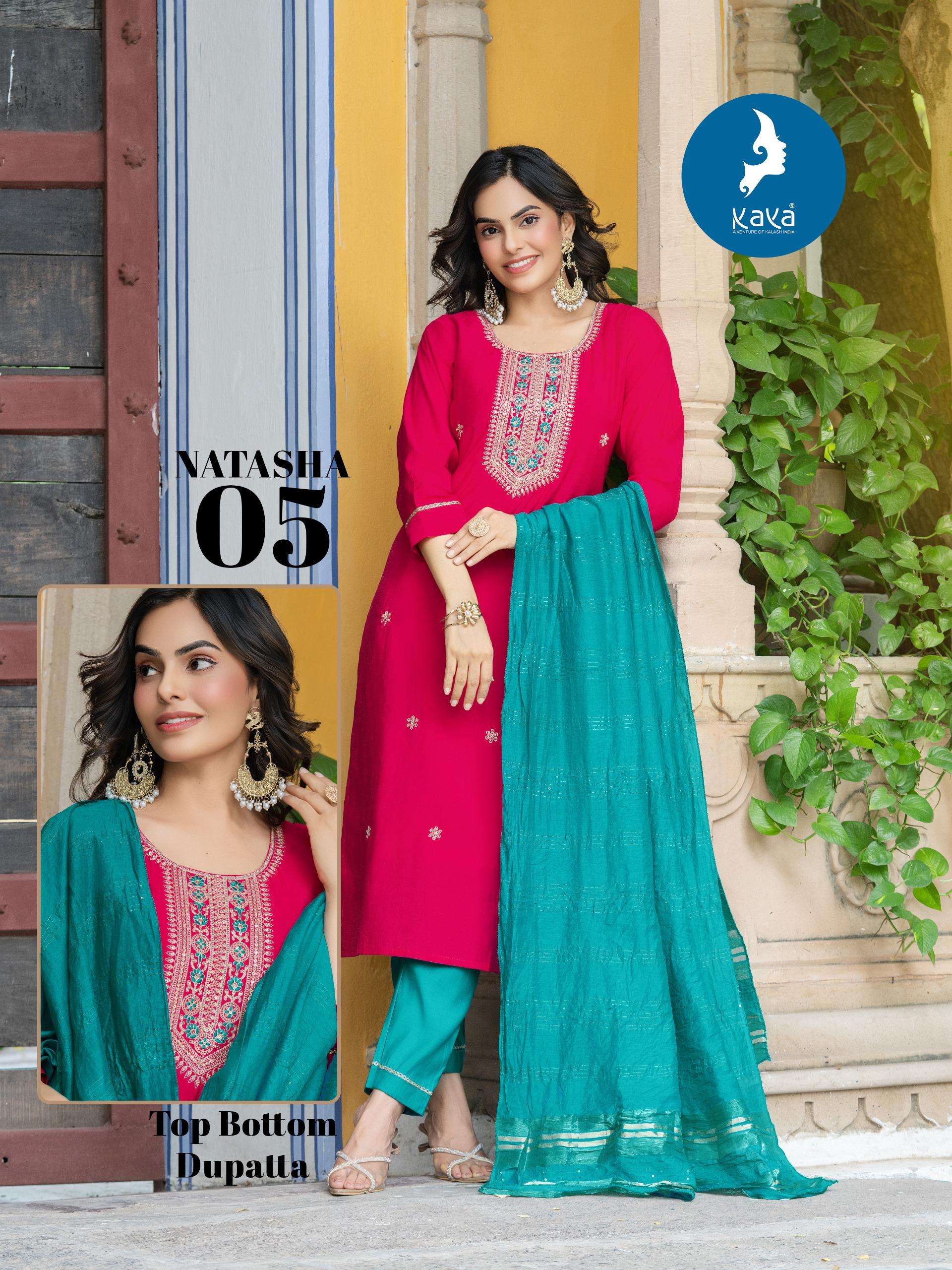  KAYA NATASHA SILK FANCY EMBROIDERY DESIGNER WORK READY MADE LADIES SUIT