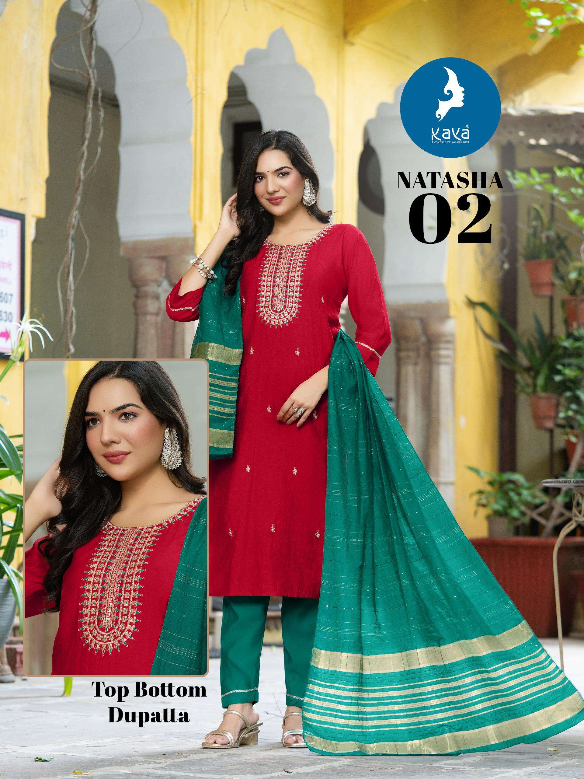  KAYA NATASHA SILK FANCY EMBROIDERY DESIGNER WORK READY MADE LADIES SUIT