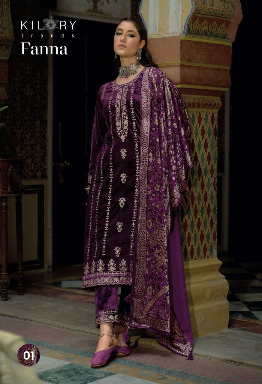 KILORY TRENDS FANNA VELVET HEAVY EMBROIDERY DESIGNER WORK SUIT