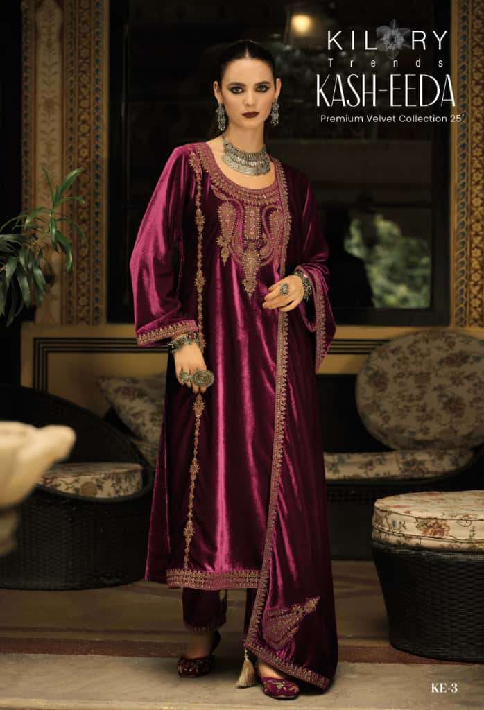KILORY TRENDS KASH EEDA VELVET WITH HEAVY EMBROIDERY DESIGNER WORK SUIT