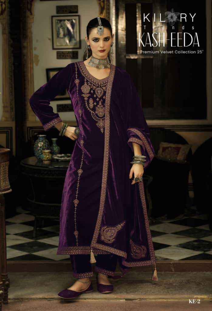 KILORY TRENDS KASH EEDA VELVET WITH HEAVY EMBROIDERY DESIGNER WORK SUIT