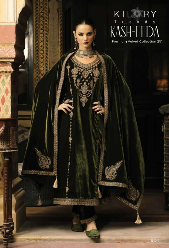 KILORY TRENDS KASH EEDA VELVET WITH HEAVY EMBROIDERY DESIGNER WORK SUIT