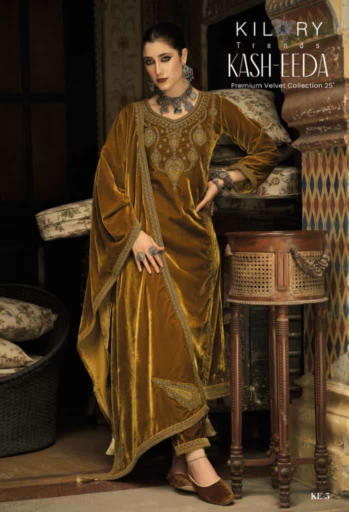 KILORY TRENDS KASH EEDA VELVET WITH HEAVY EMBROIDERY DESIGNER WORK SUIT