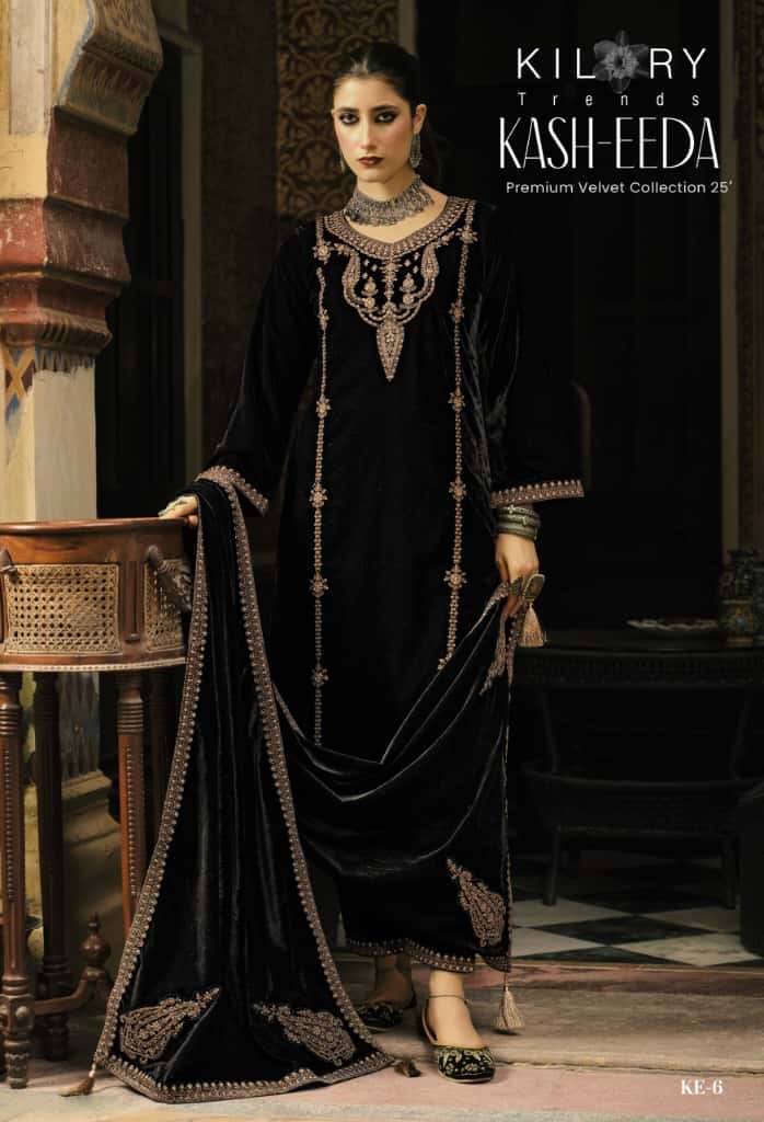 KILORY TRENDS KASH EEDA VELVET WITH HEAVY EMBROIDERY DESIGNER WORK SUIT
