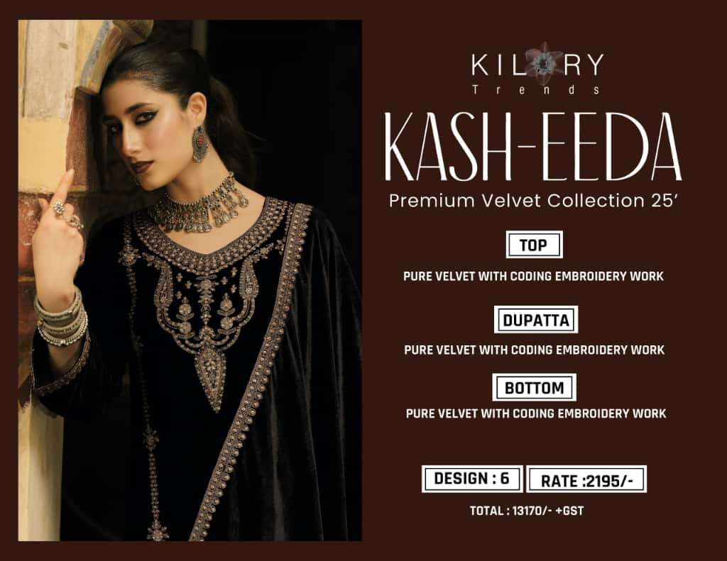 KILORY TRENDS KASH EEDA VELVET WITH HEAVY EMBROIDERY DESIGNER WORK SUIT