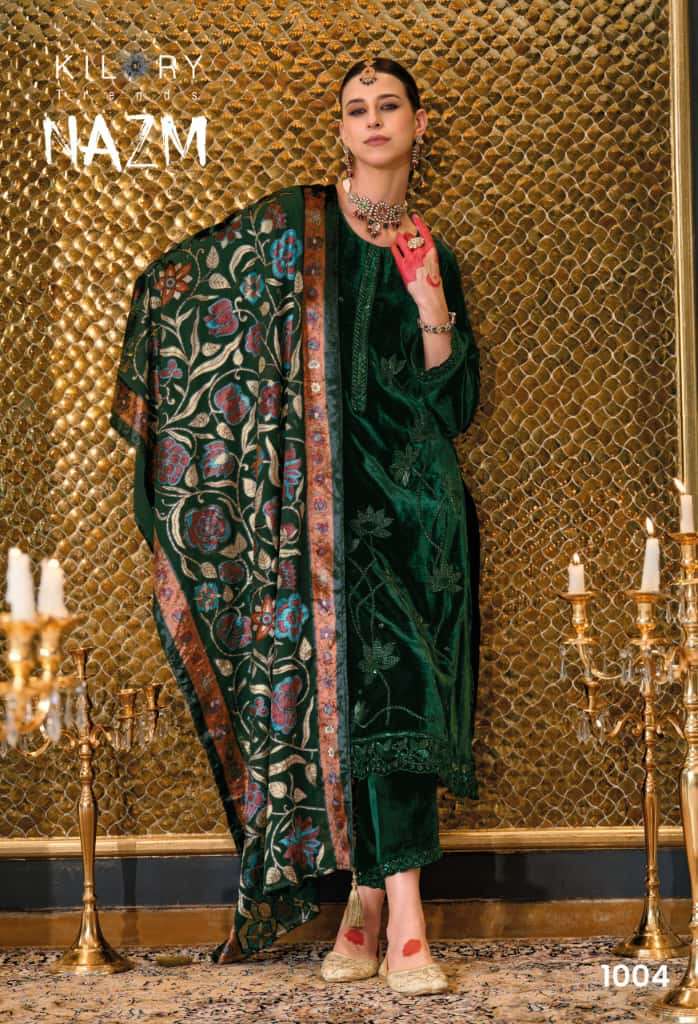  KILORY TRENDS NAZM VELVET EMBROIDERY DESIGNER WORK SUIT