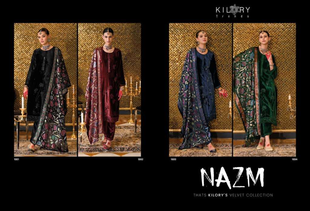  KILORY TRENDS NAZM VELVET EMBROIDERY DESIGNER WORK SUIT