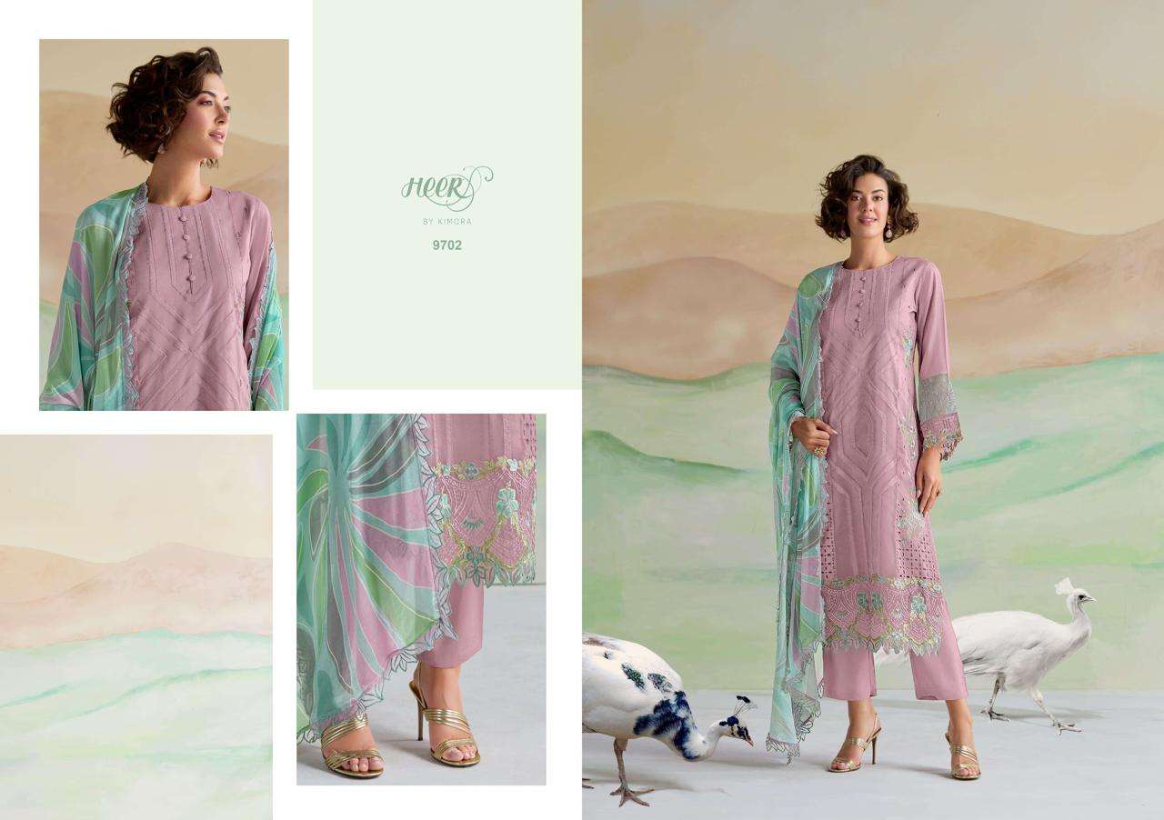 KIMORA HEER KASHMIRA MUSLIN EMBROIDERY DESIGNER HEAVY SUIT
