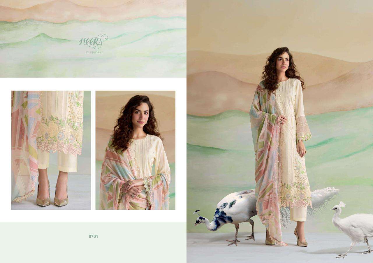 KIMORA HEER KASHMIRA MUSLIN EMBROIDERY DESIGNER HEAVY SUIT