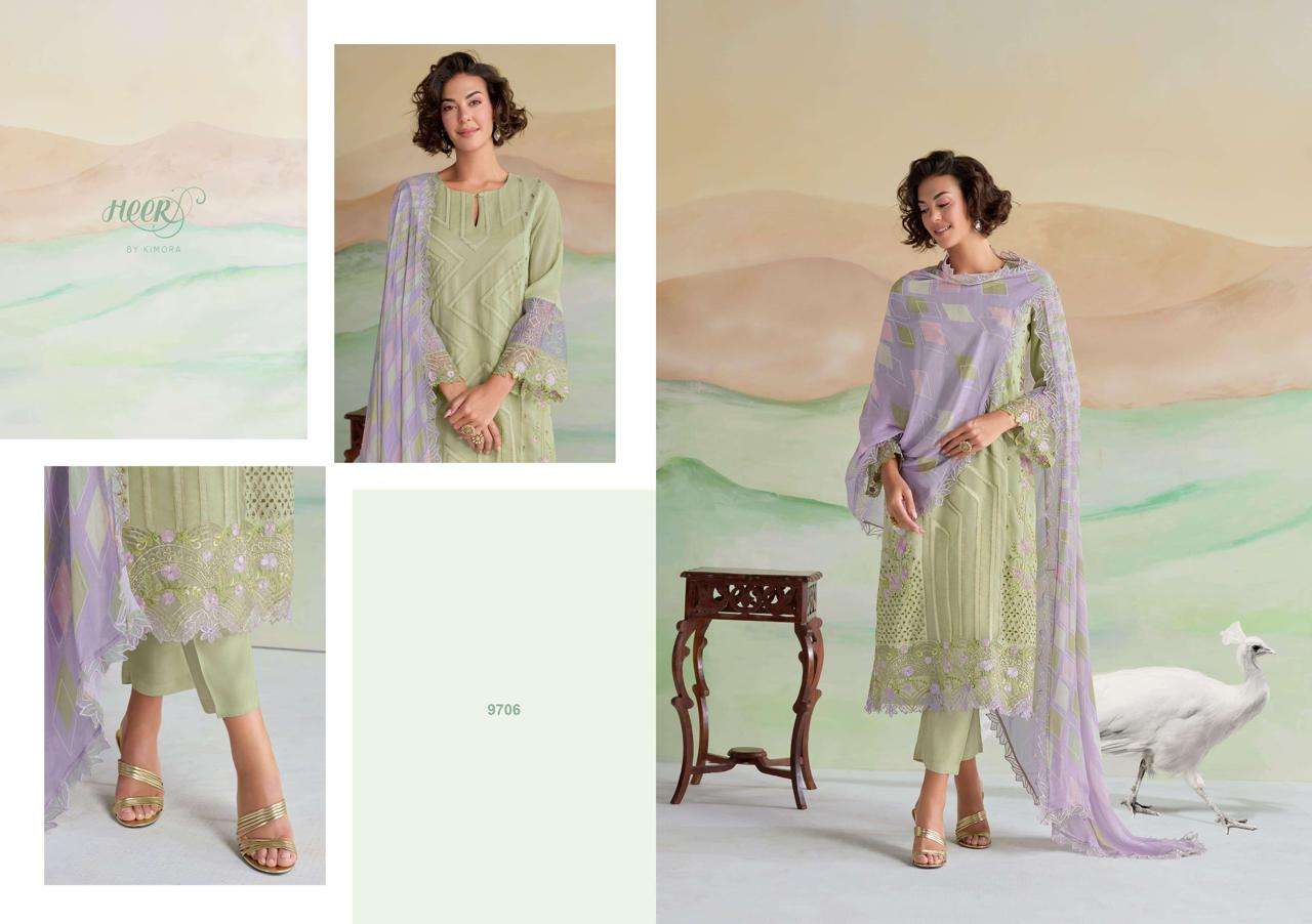 KIMORA HEER KASHMIRA MUSLIN EMBROIDERY DESIGNER HEAVY SUIT