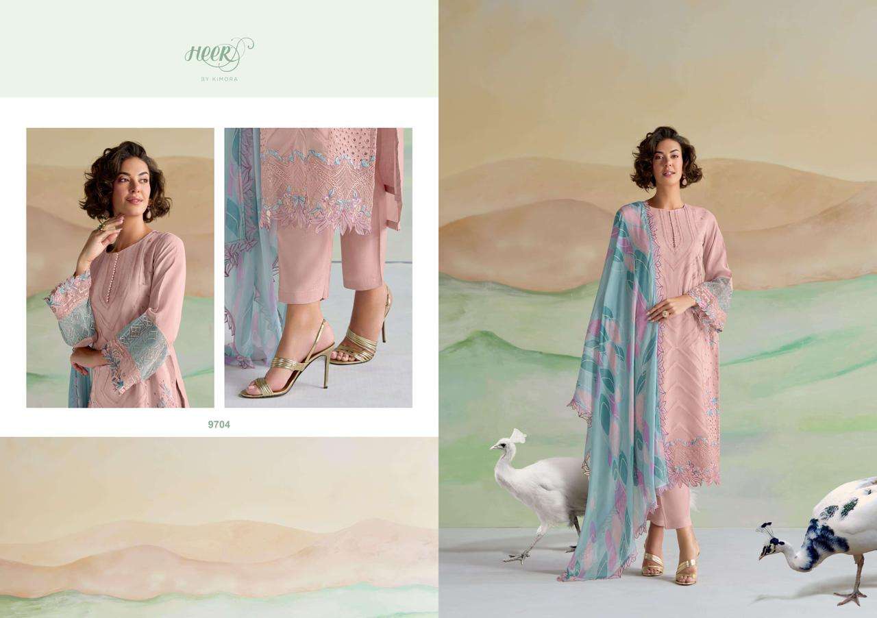 KIMORA HEER KASHMIRA MUSLIN EMBROIDERY DESIGNER HEAVY SUIT