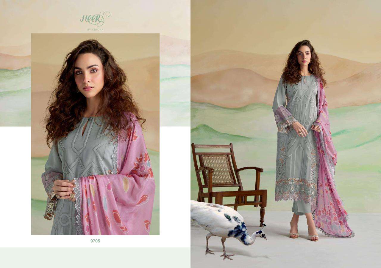 KIMORA HEER KASHMIRA MUSLIN EMBROIDERY DESIGNER HEAVY SUIT