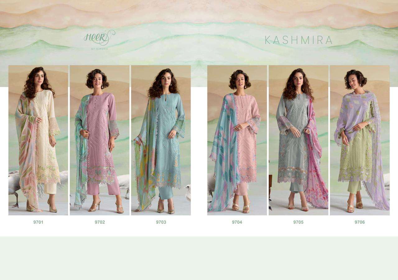 KIMORA HEER KASHMIRA MUSLIN EMBROIDERY DESIGNER HEAVY SUIT