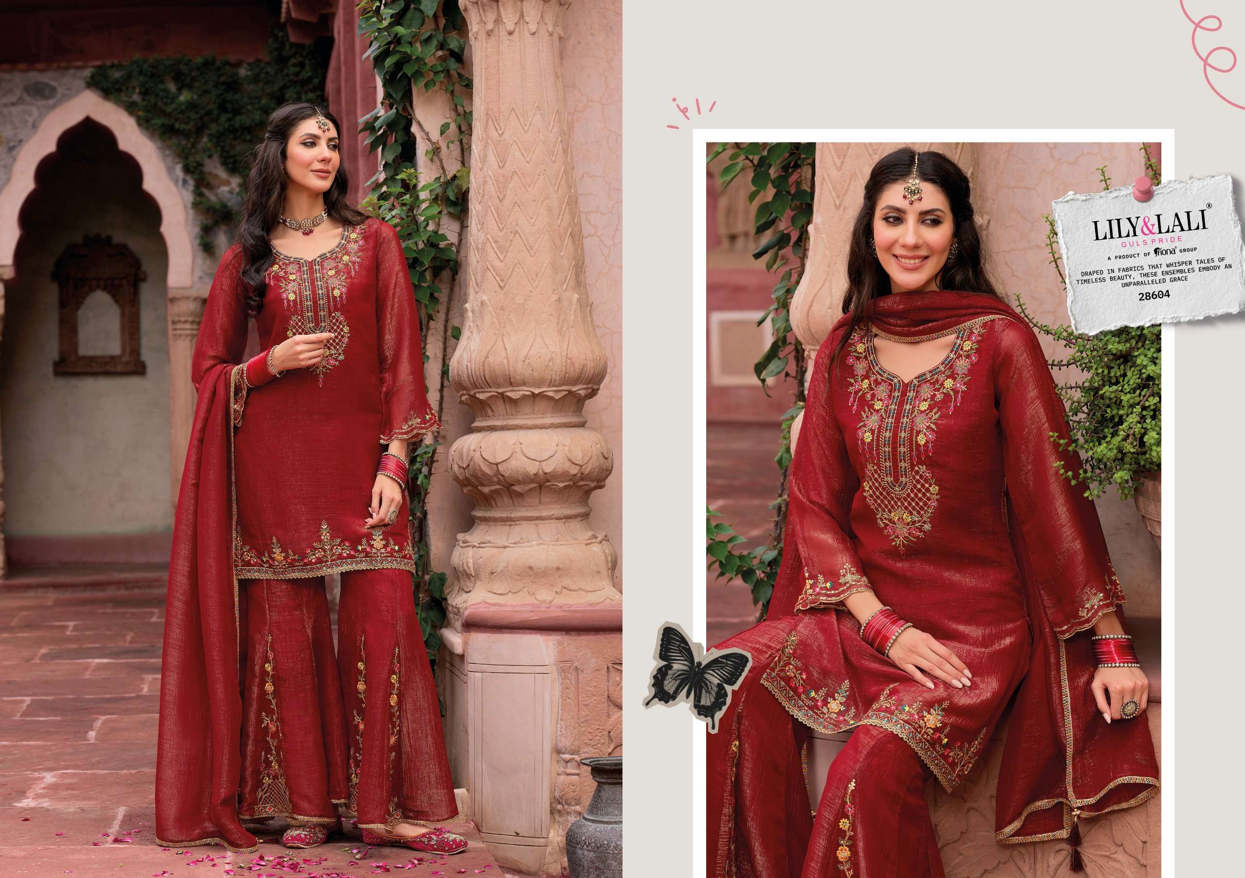 LILY AND LALI LASHKARA SILK WITH EMBROIDERY DESIGNER READY MADE FESTIVE WEAR LADIES SUIT