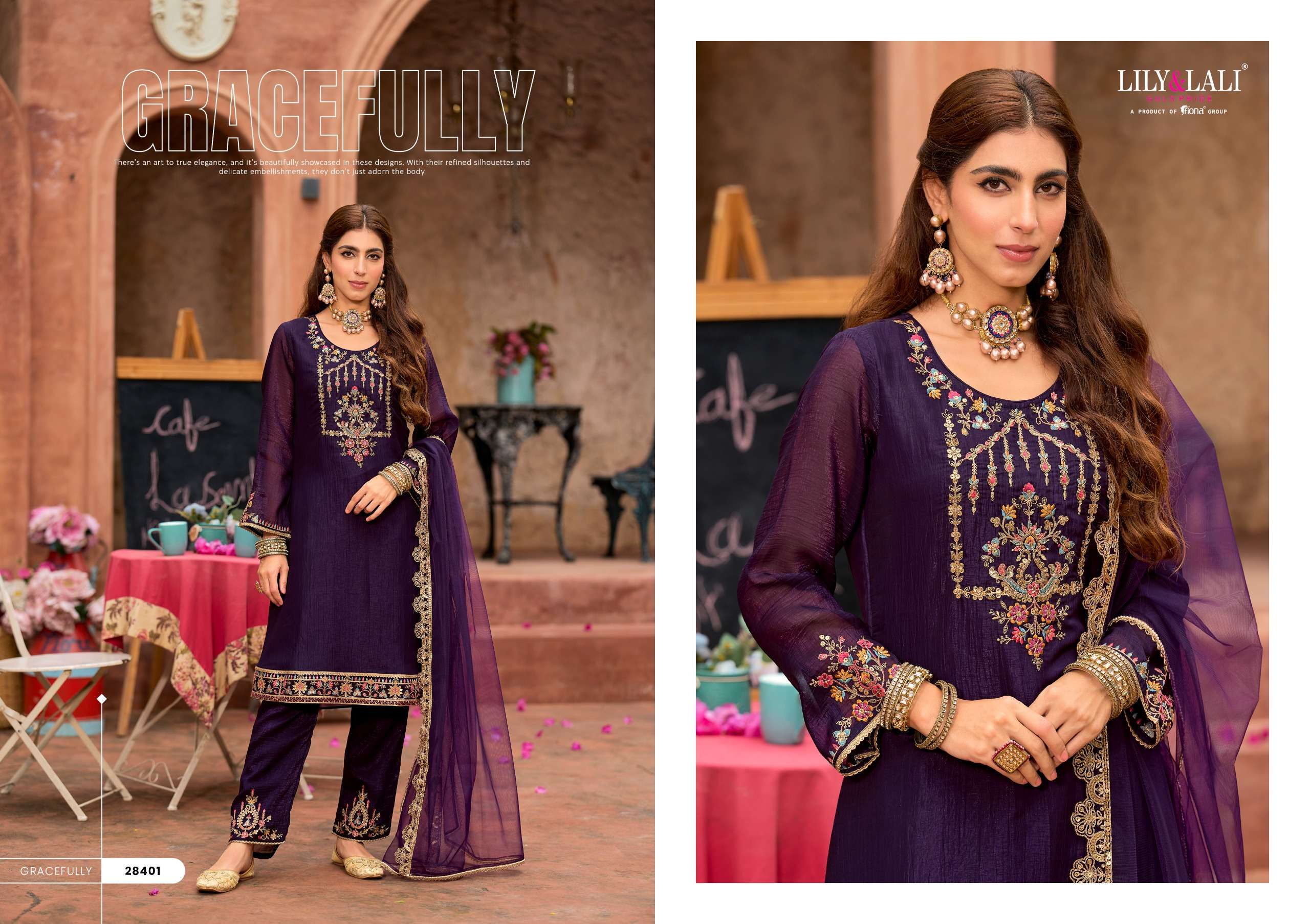 LILY AND LALI ROMANIA SILK WITH EMBROIDERY DESIGNER WORK READY MADE SUIT