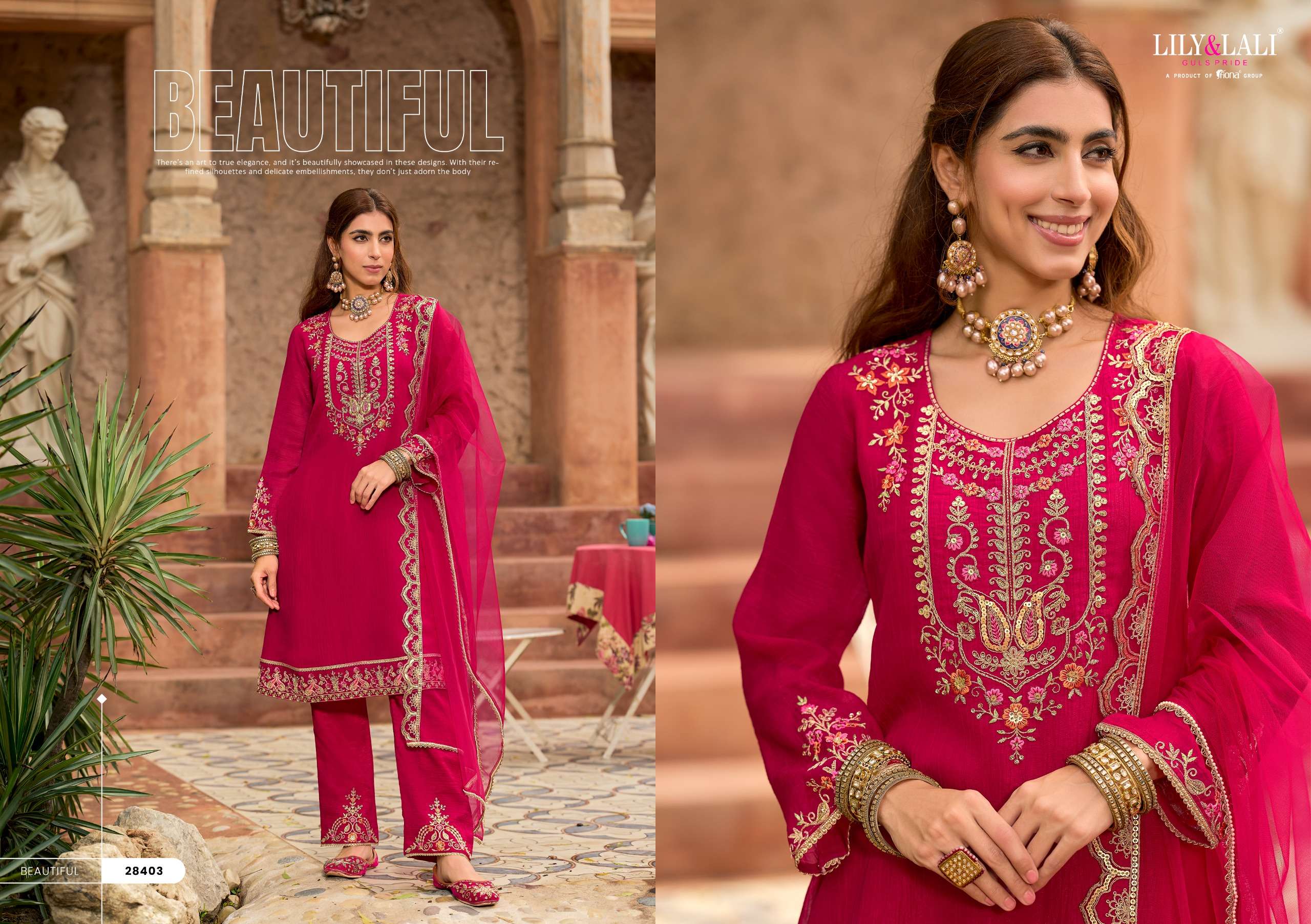 LILY AND LALI ROMANIA SILK WITH EMBROIDERY DESIGNER WORK READY MADE SUIT
