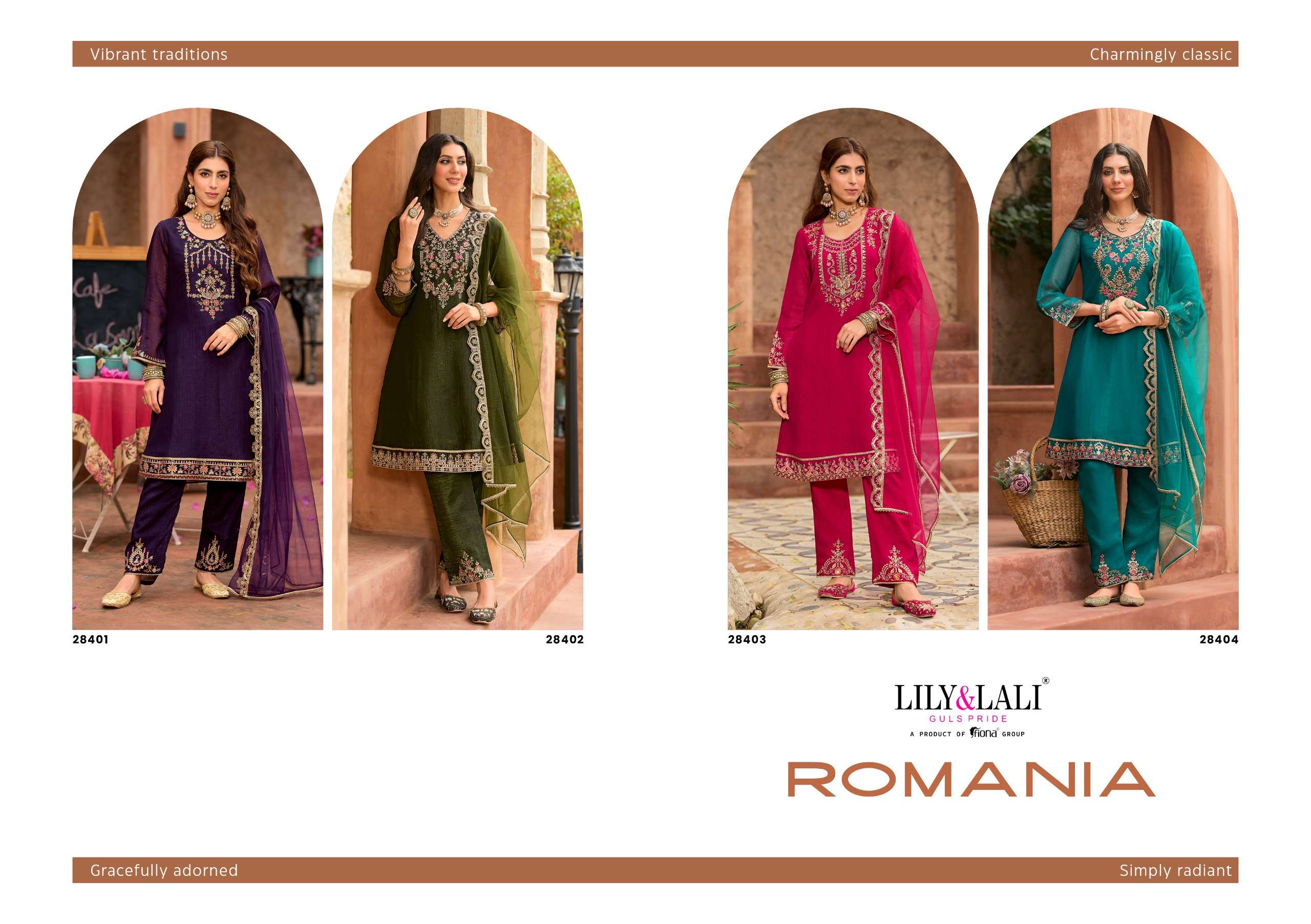 LILY AND LALI ROMANIA SILK WITH EMBROIDERY DESIGNER WORK READY MADE SUIT