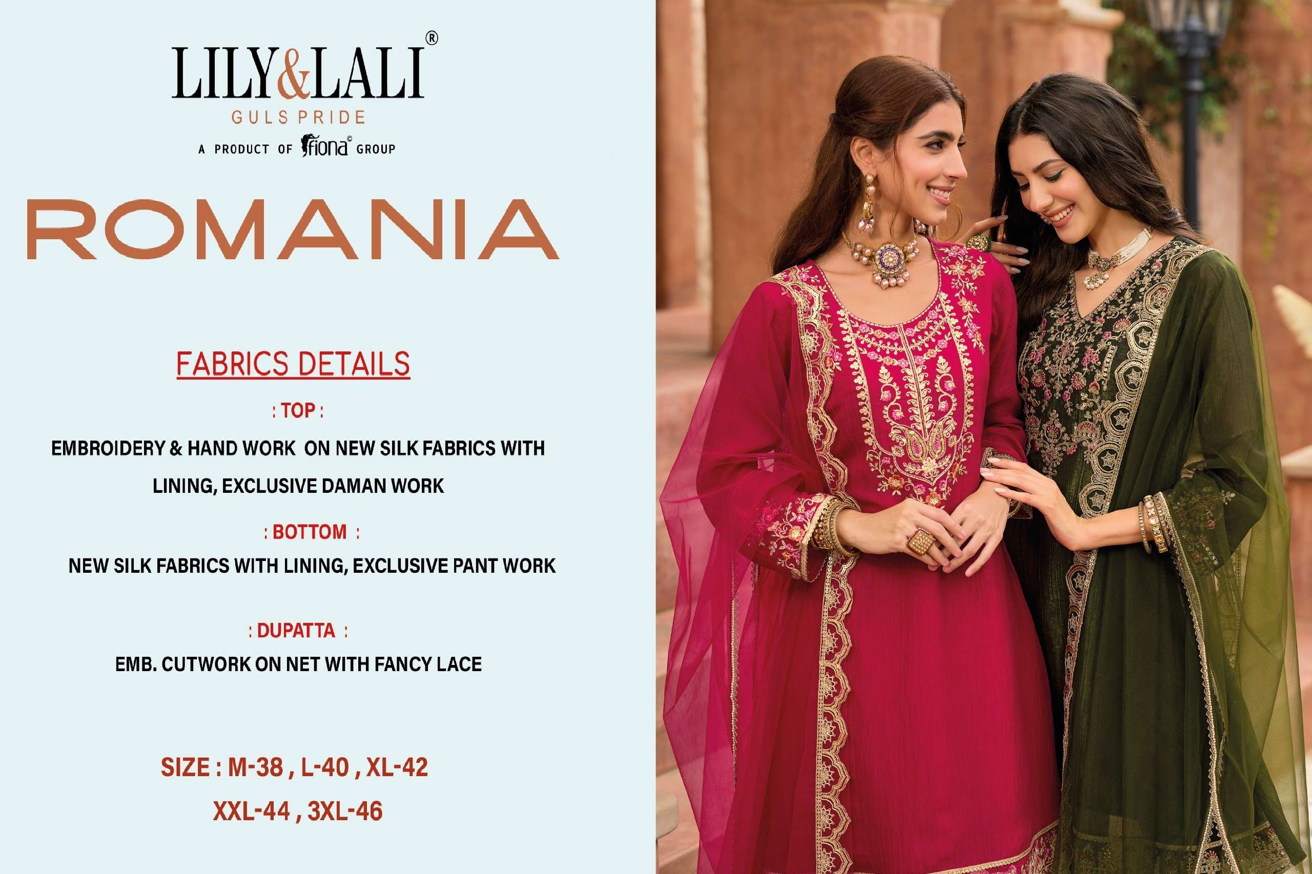 LILY AND LALI ROMANIA SILK WITH EMBROIDERY DESIGNER WORK READY MADE SUIT