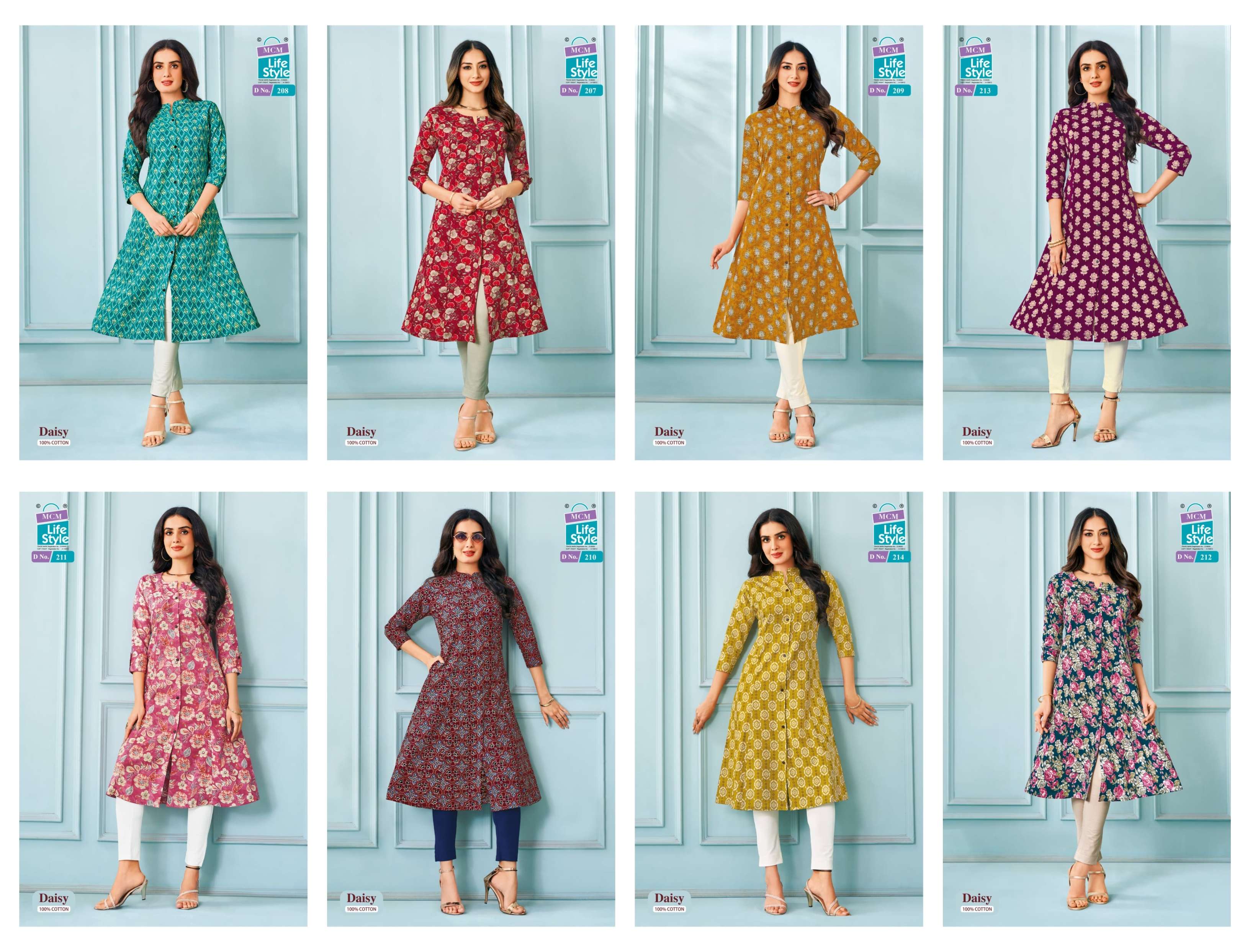 MCM LIFESTYLE DAISY VOL 2 FANCY A LINE CUT PATTERN LADIES KURTI 