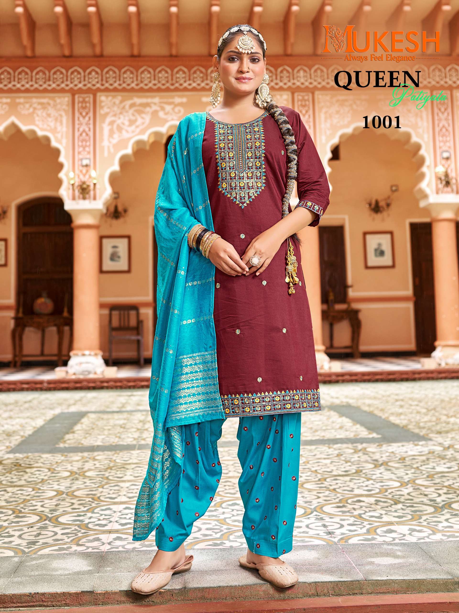 MUKESH QUEEN PATIYALA SILK WITH EMBROIDERY WORK 3PCS SET COLLECTION 