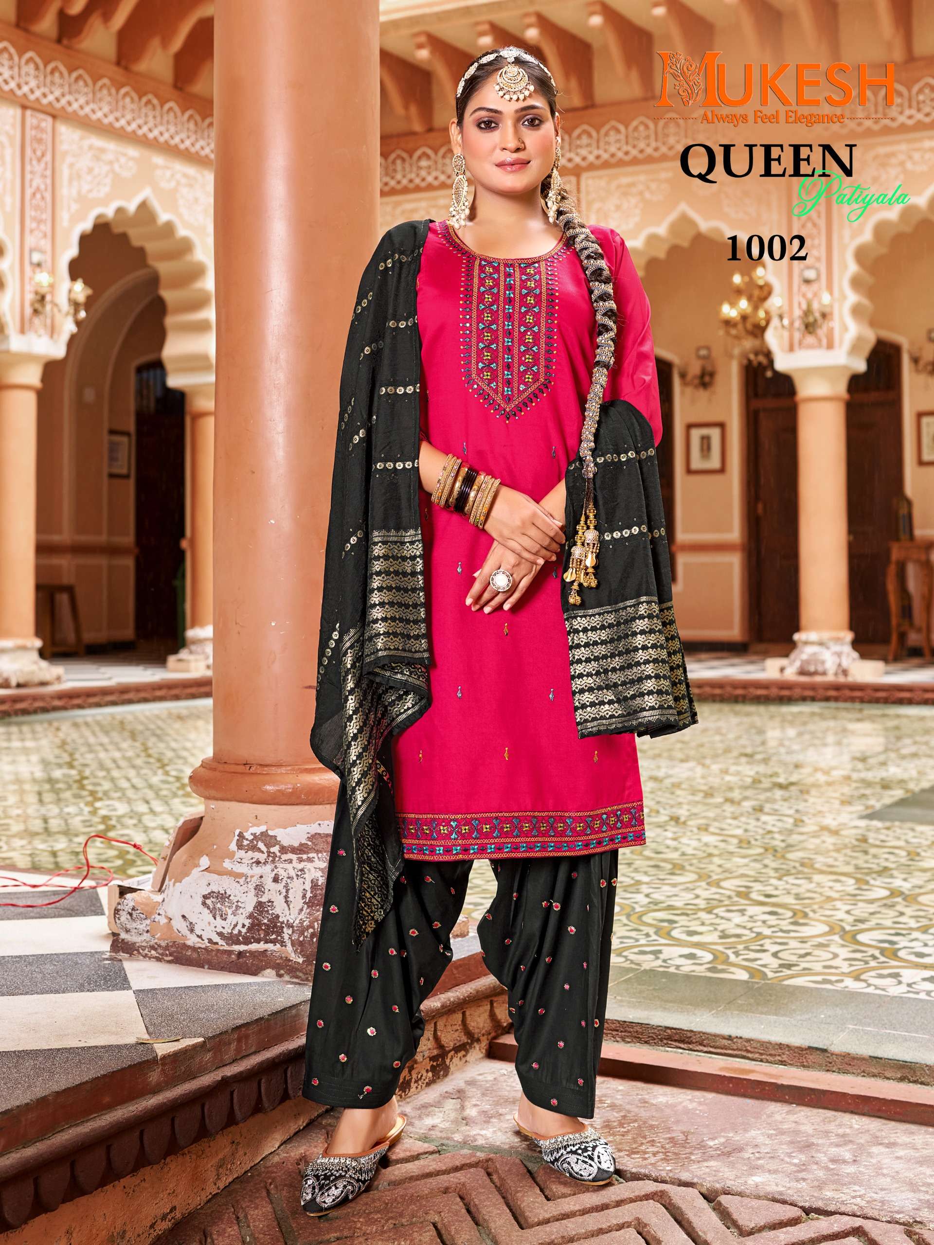 MUKESH QUEEN PATIYALA SILK WITH EMBROIDERY WORK 3PCS SET COLLECTION 
