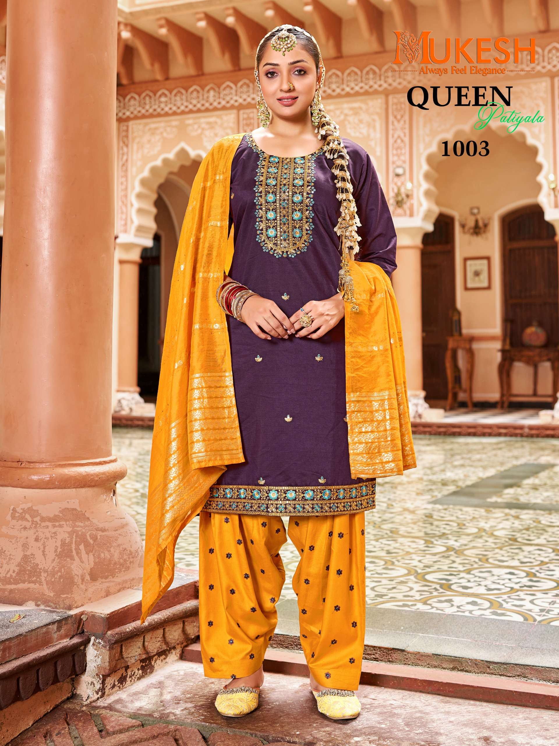 MUKESH QUEEN PATIYALA SILK WITH EMBROIDERY WORK 3PCS SET COLLECTION 
