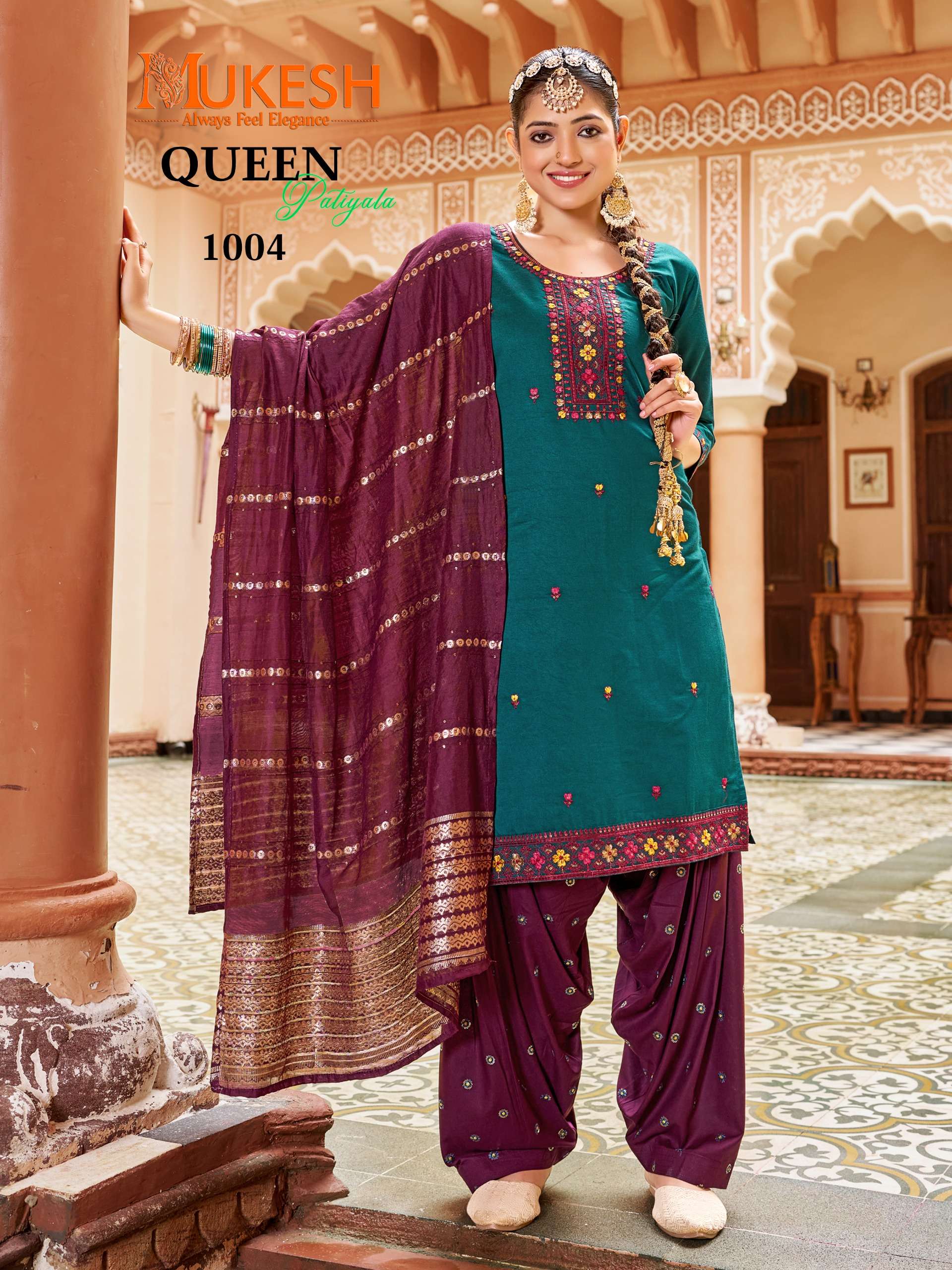 MUKESH QUEEN PATIYALA SILK WITH EMBROIDERY WORK 3PCS SET COLLECTION 