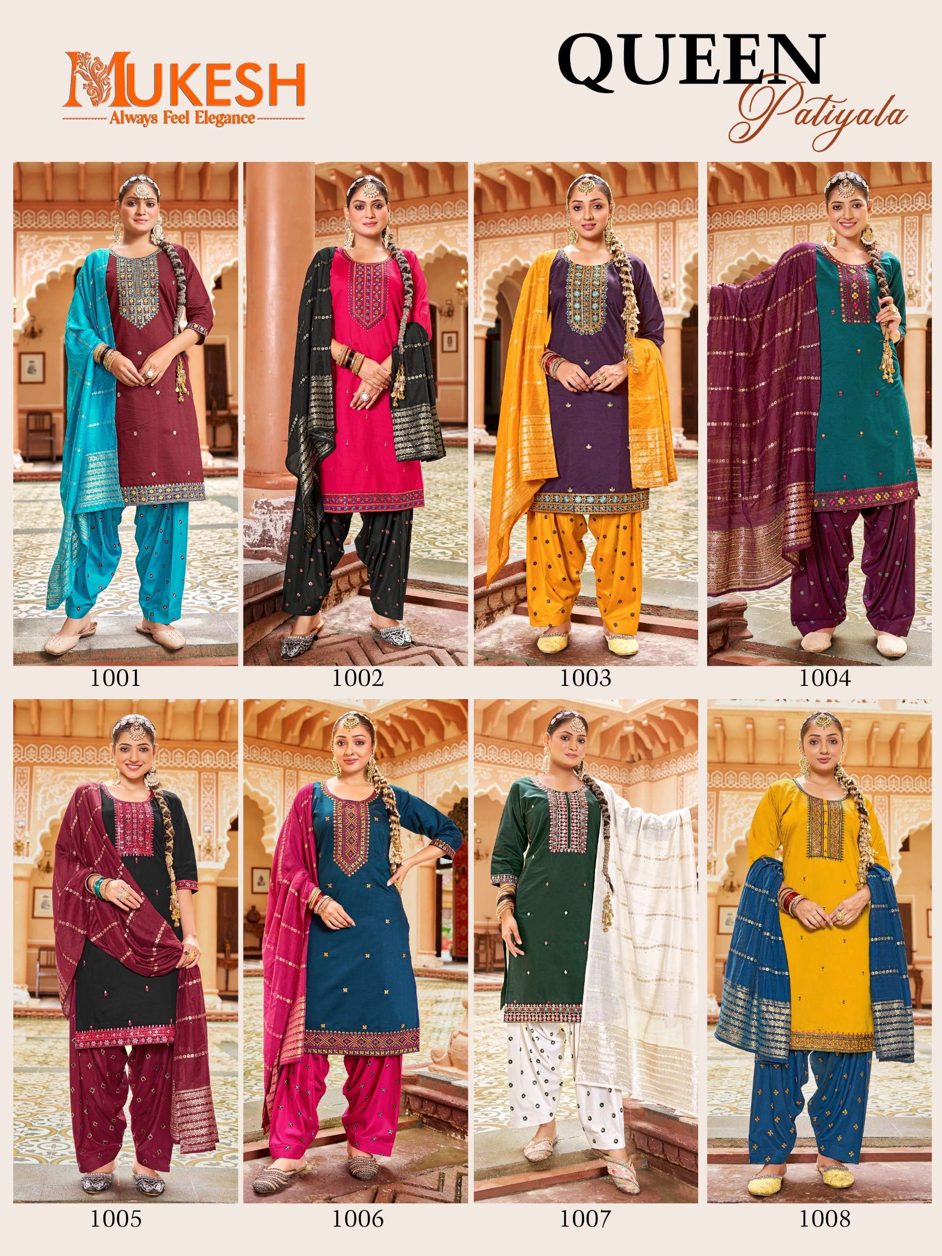 MUKESH QUEEN PATIYALA SILK WITH EMBROIDERY WORK 3PCS SET COLLECTION 