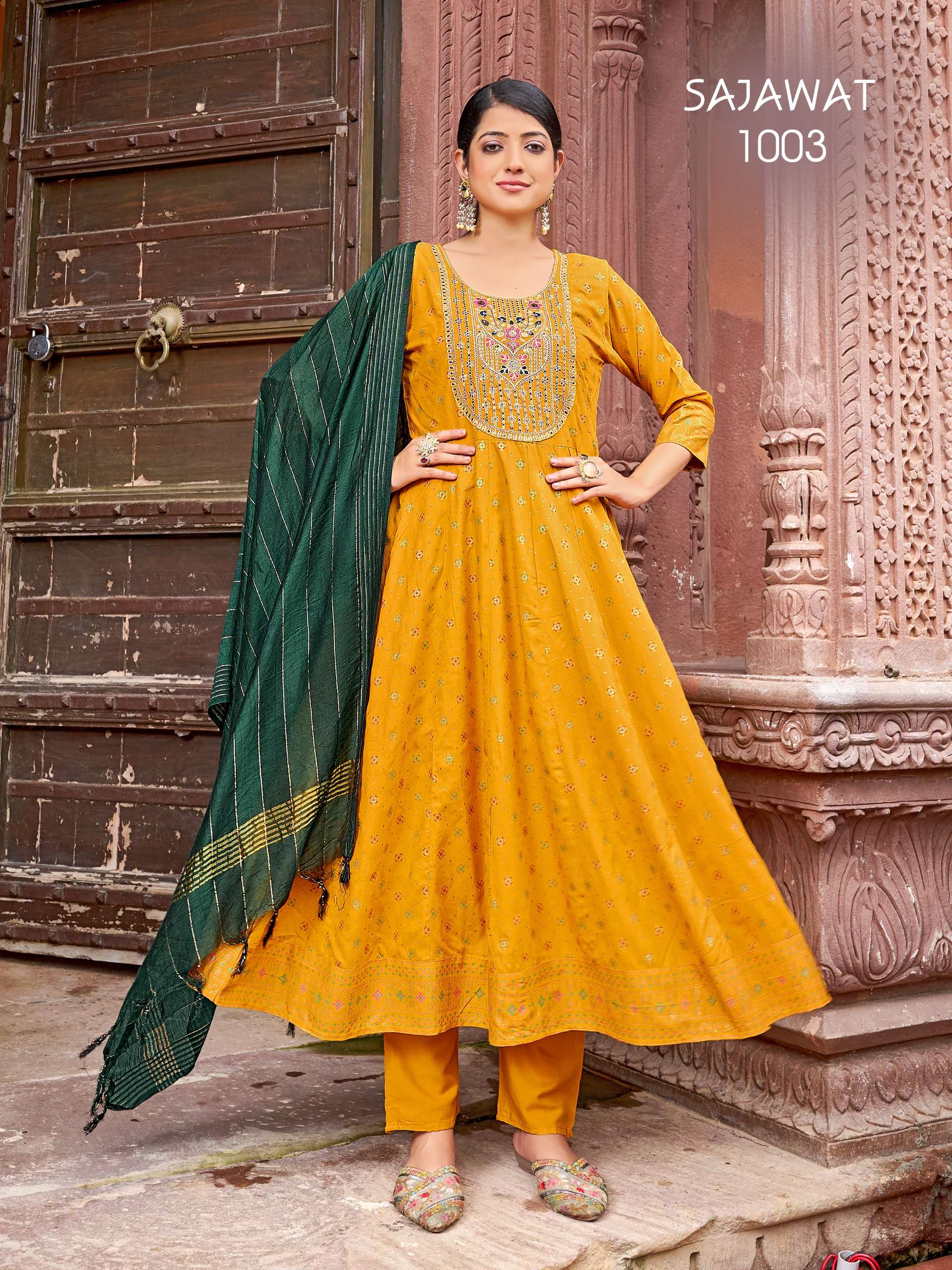 MUKESH  SAJAWAT RAYON DESIGNER FANCY ANARKALI GOWN STYLE LADIES SUIT