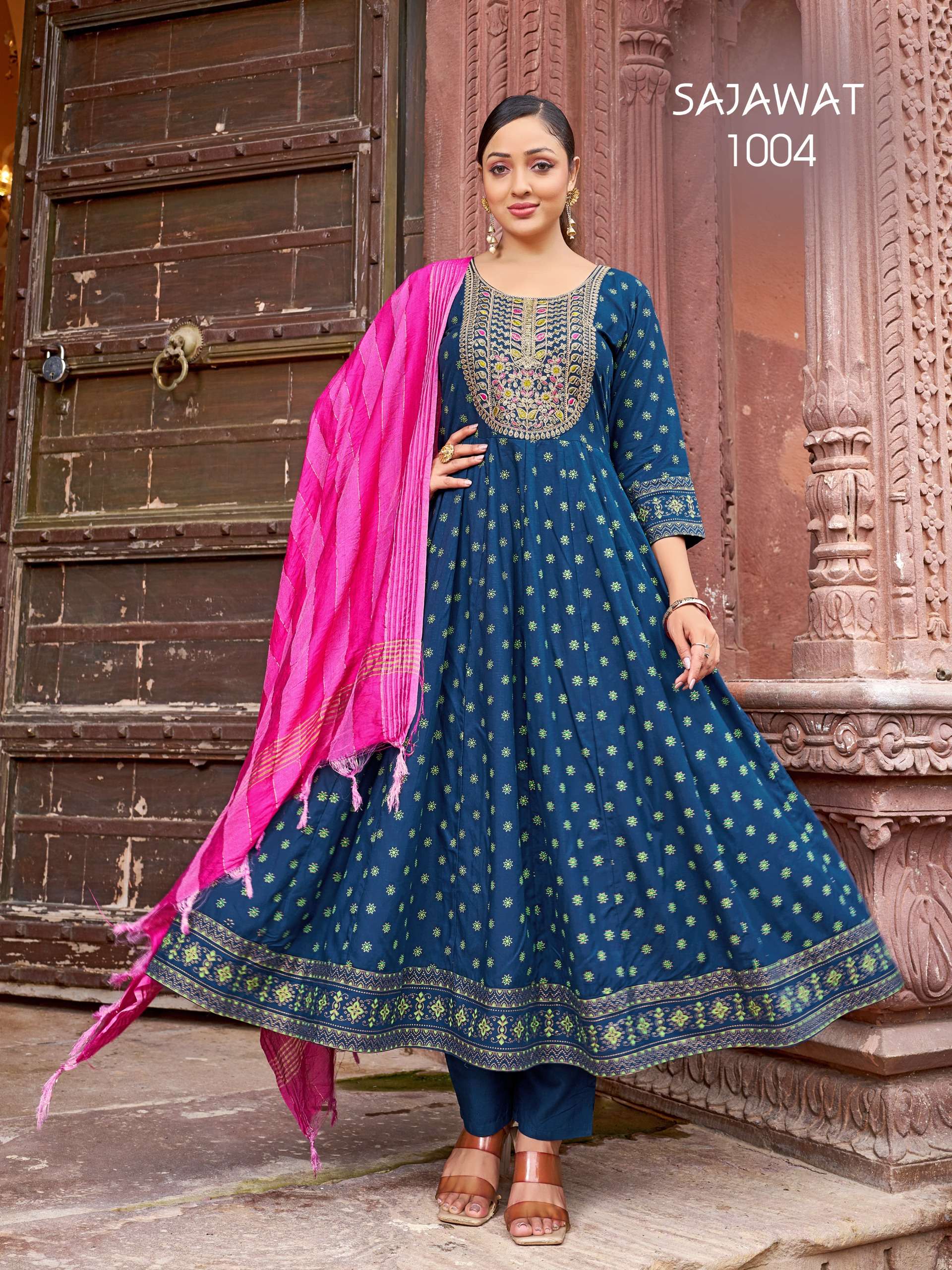 MUKESH  SAJAWAT RAYON DESIGNER FANCY ANARKALI GOWN STYLE LADIES SUIT