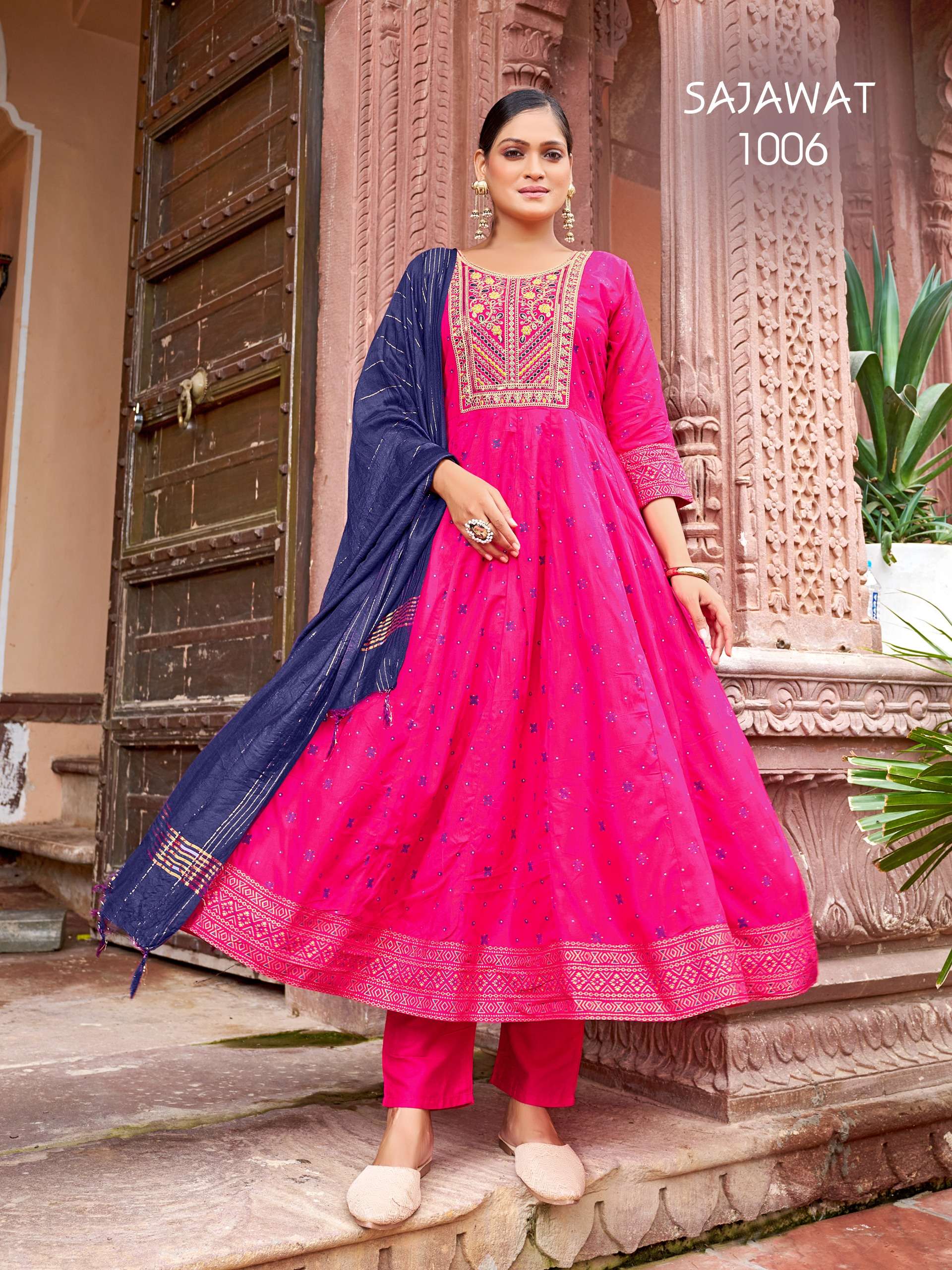 MUKESH  SAJAWAT RAYON DESIGNER FANCY ANARKALI GOWN STYLE LADIES SUIT