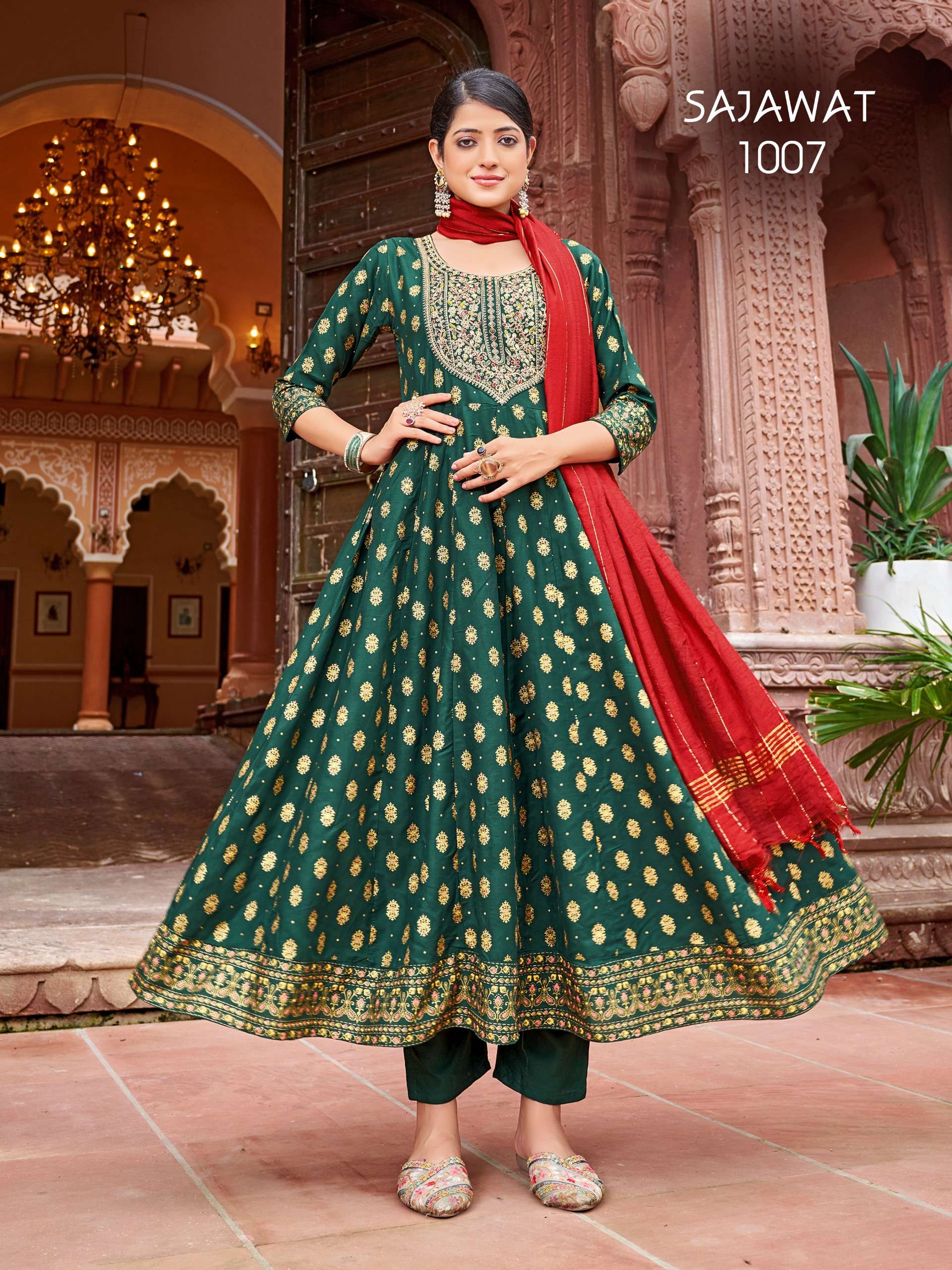 MUKESH  SAJAWAT RAYON DESIGNER FANCY ANARKALI GOWN STYLE LADIES SUIT