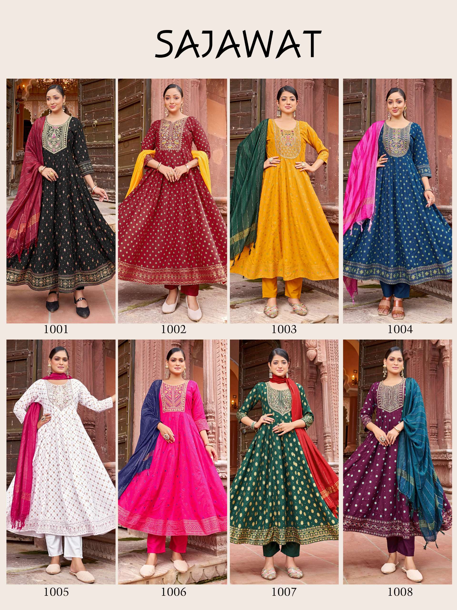 MUKESH  SAJAWAT RAYON DESIGNER FANCY ANARKALI GOWN STYLE LADIES SUIT