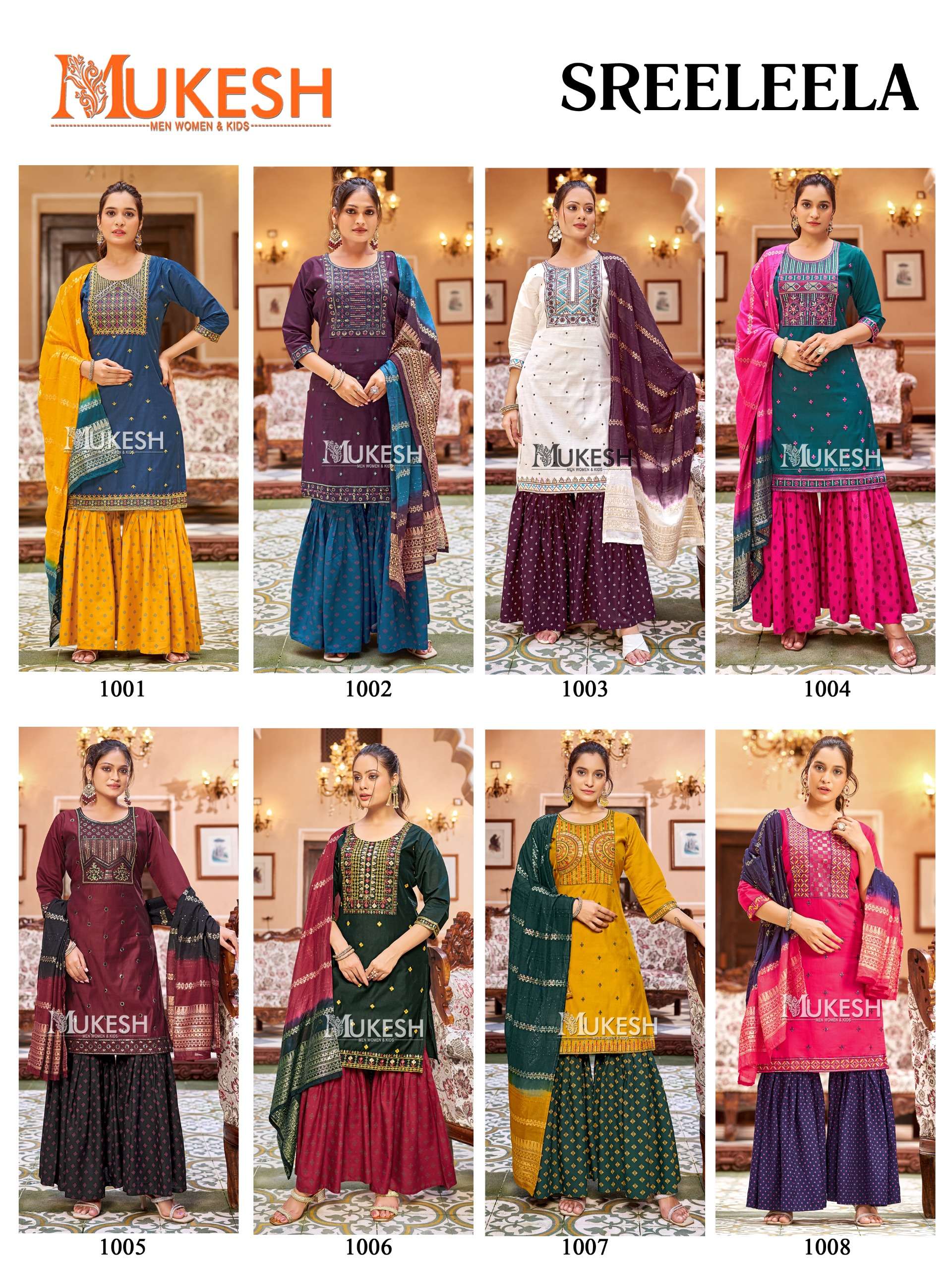 MUKESH SREE LEELA SILK WITH DESIGNER READY MADE SHARARA SUIT