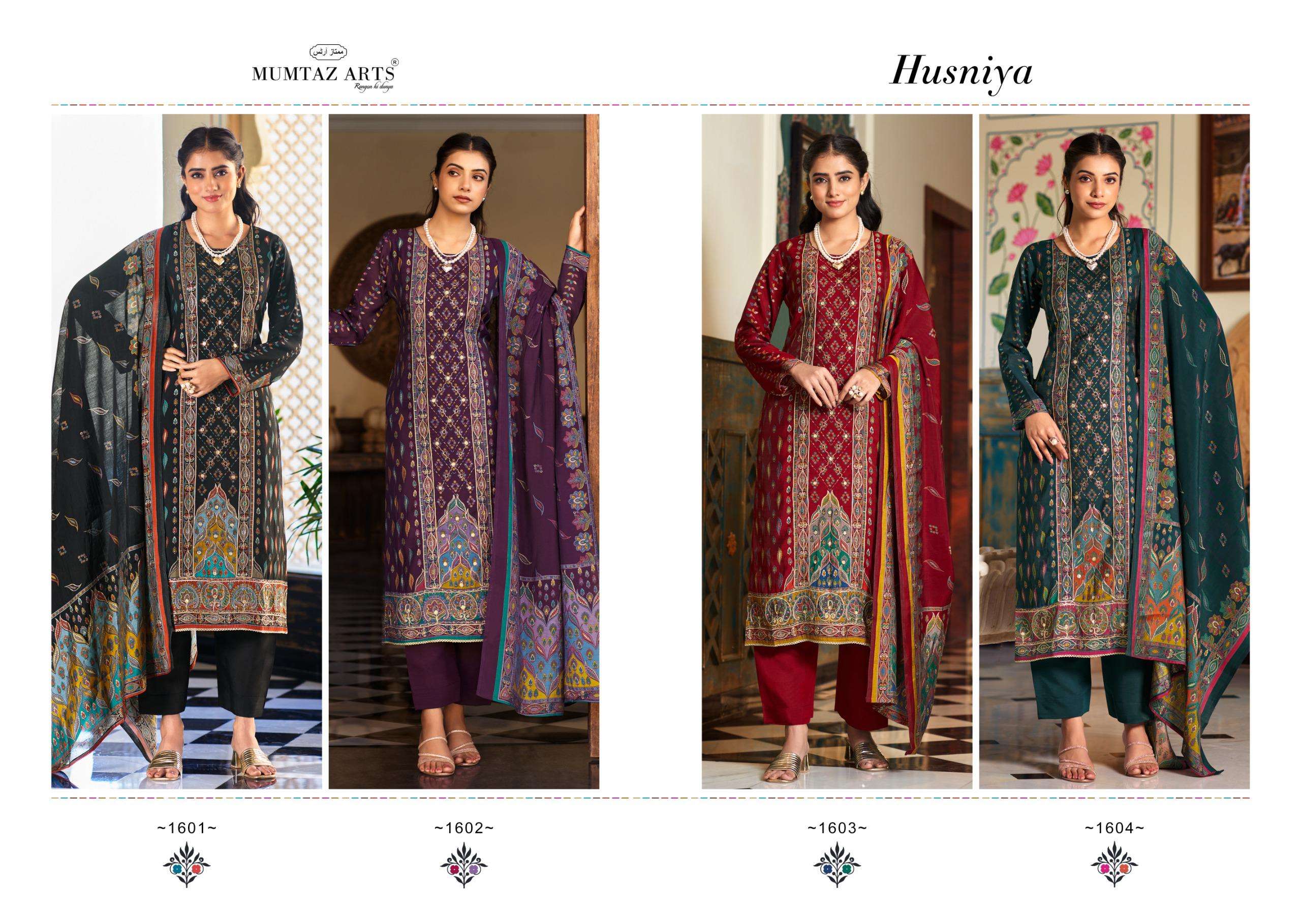 MUMTAZ ARTS HUSNIYA MODAL SILK PRINT WITH HAND WORK DESIGNER SUIT