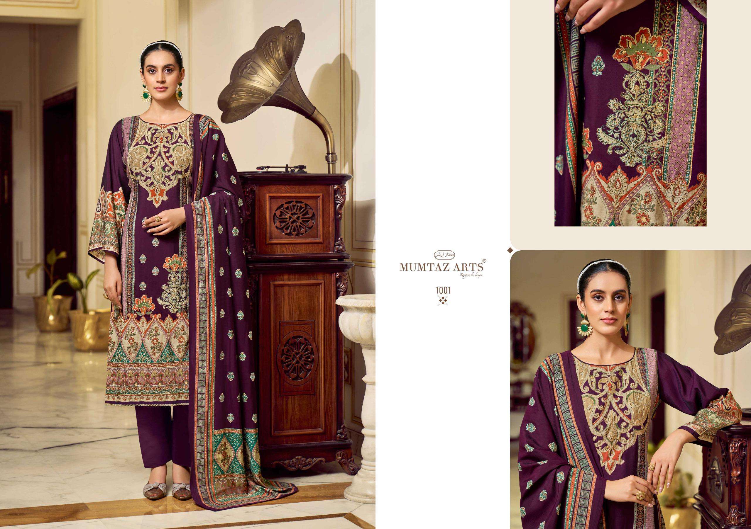 MUMTAZ ARTS MEHR E GUL MODAL SILK PRINT WITH FANCY WORK SUIT