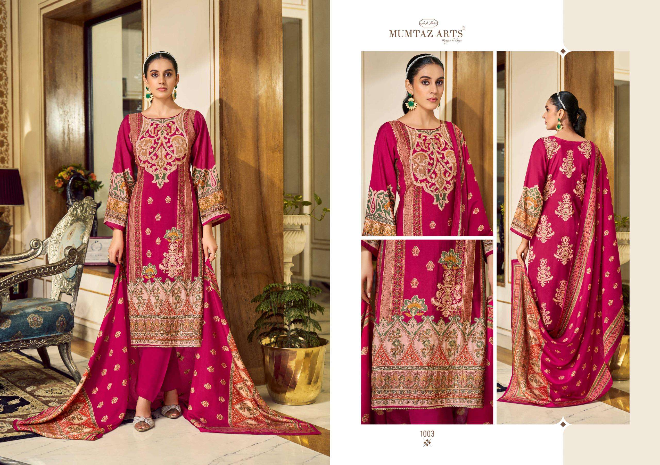 MUMTAZ ARTS MEHR E GUL MODAL SILK PRINT WITH FANCY WORK SUIT