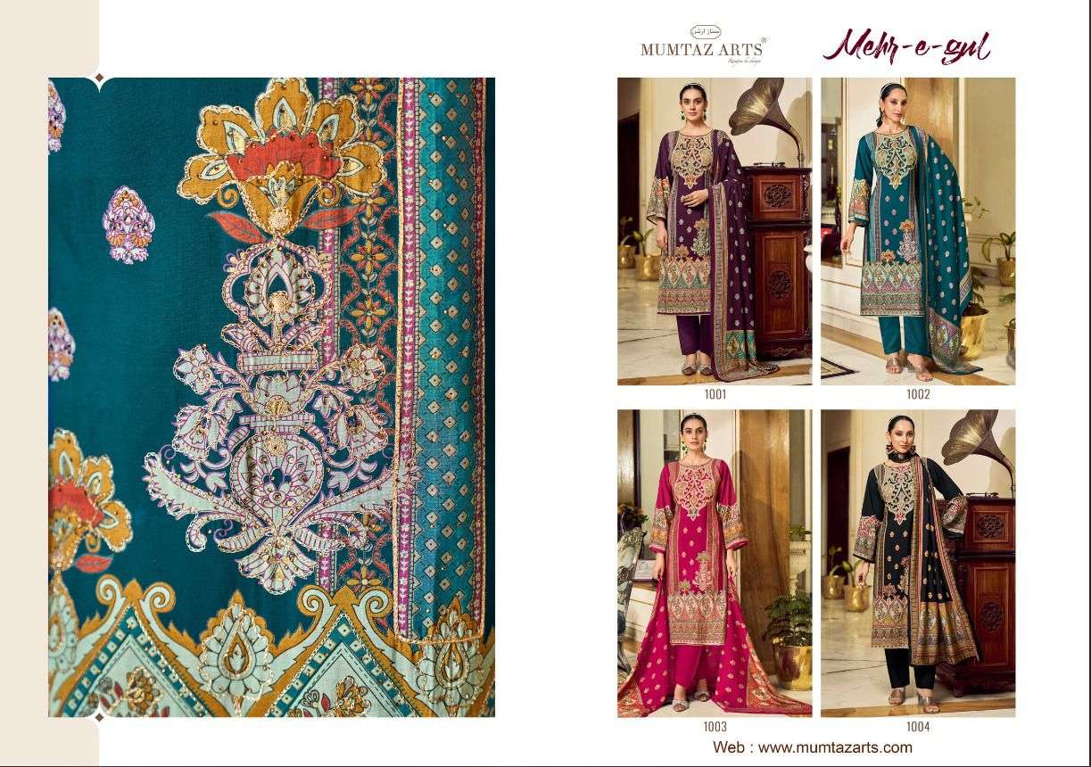MUMTAZ ARTS MEHR E GUL MODAL SILK PRINT WITH FANCY WORK SUIT