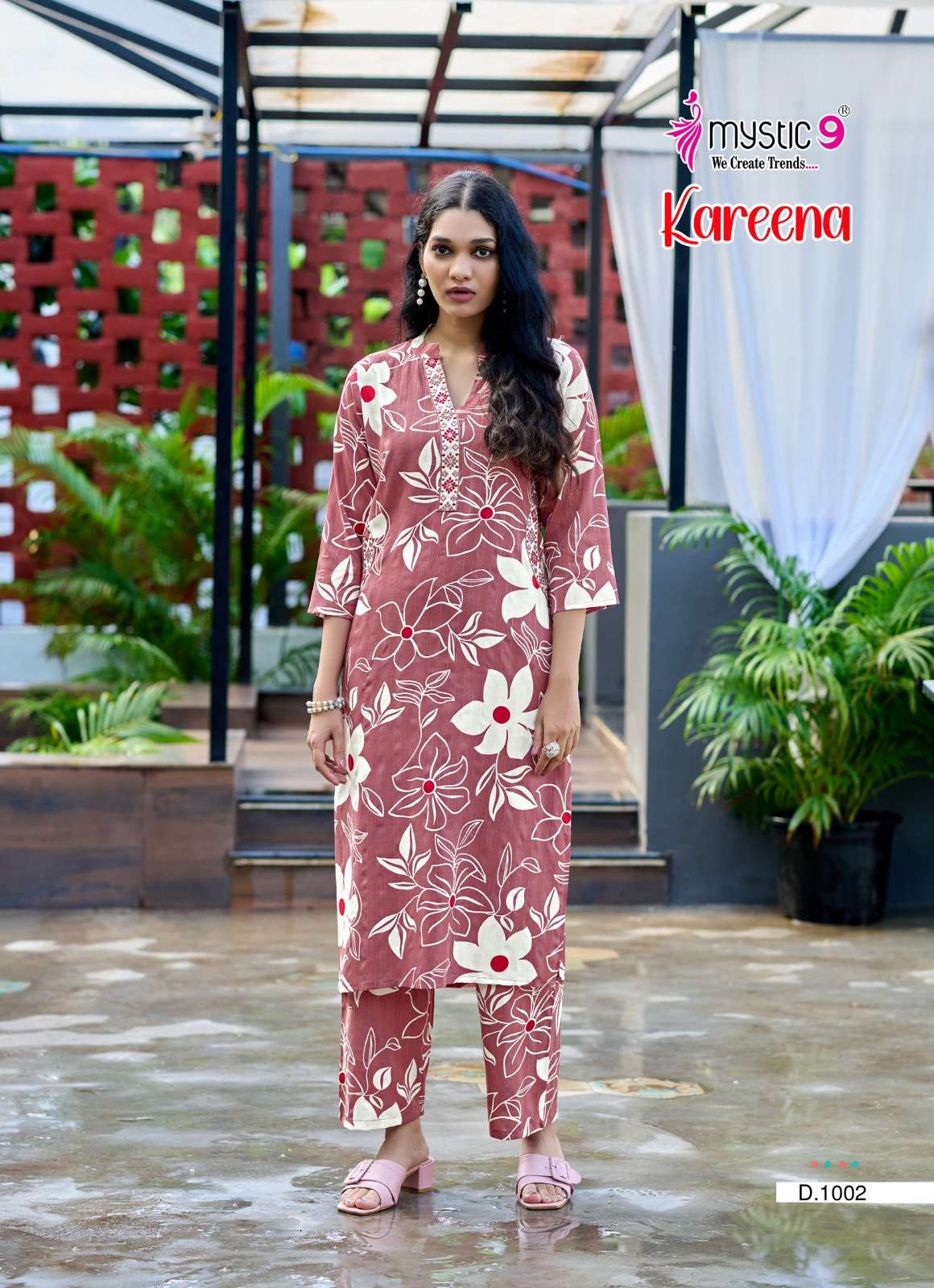 MYSTIC 9 KAREENA VOL 1 RAYON PRINT FANCY LADIES KURTI WITH BOTTOM PAIR 