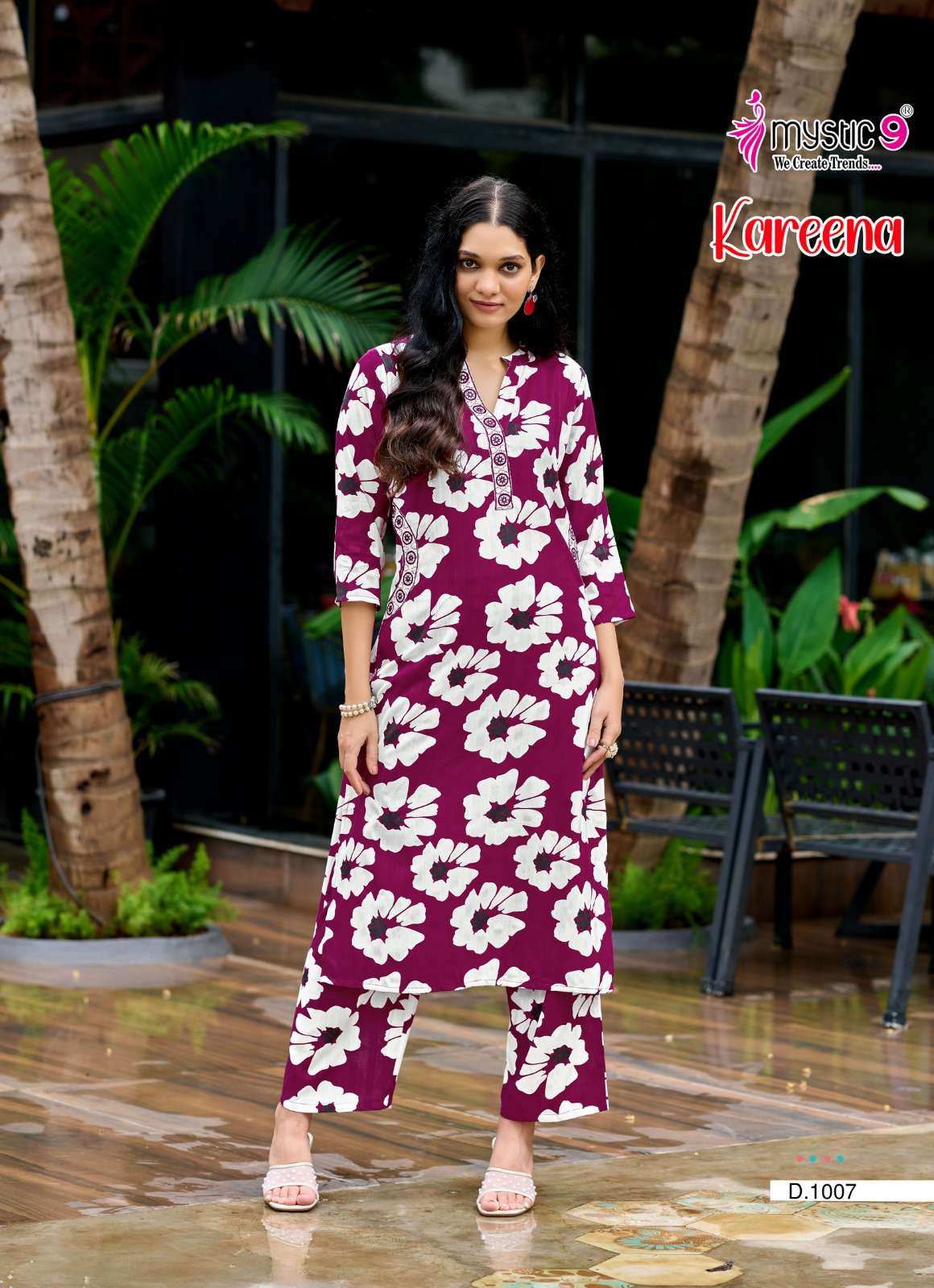MYSTIC 9 KAREENA VOL 1 RAYON PRINT FANCY LADIES KURTI WITH BOTTOM PAIR 