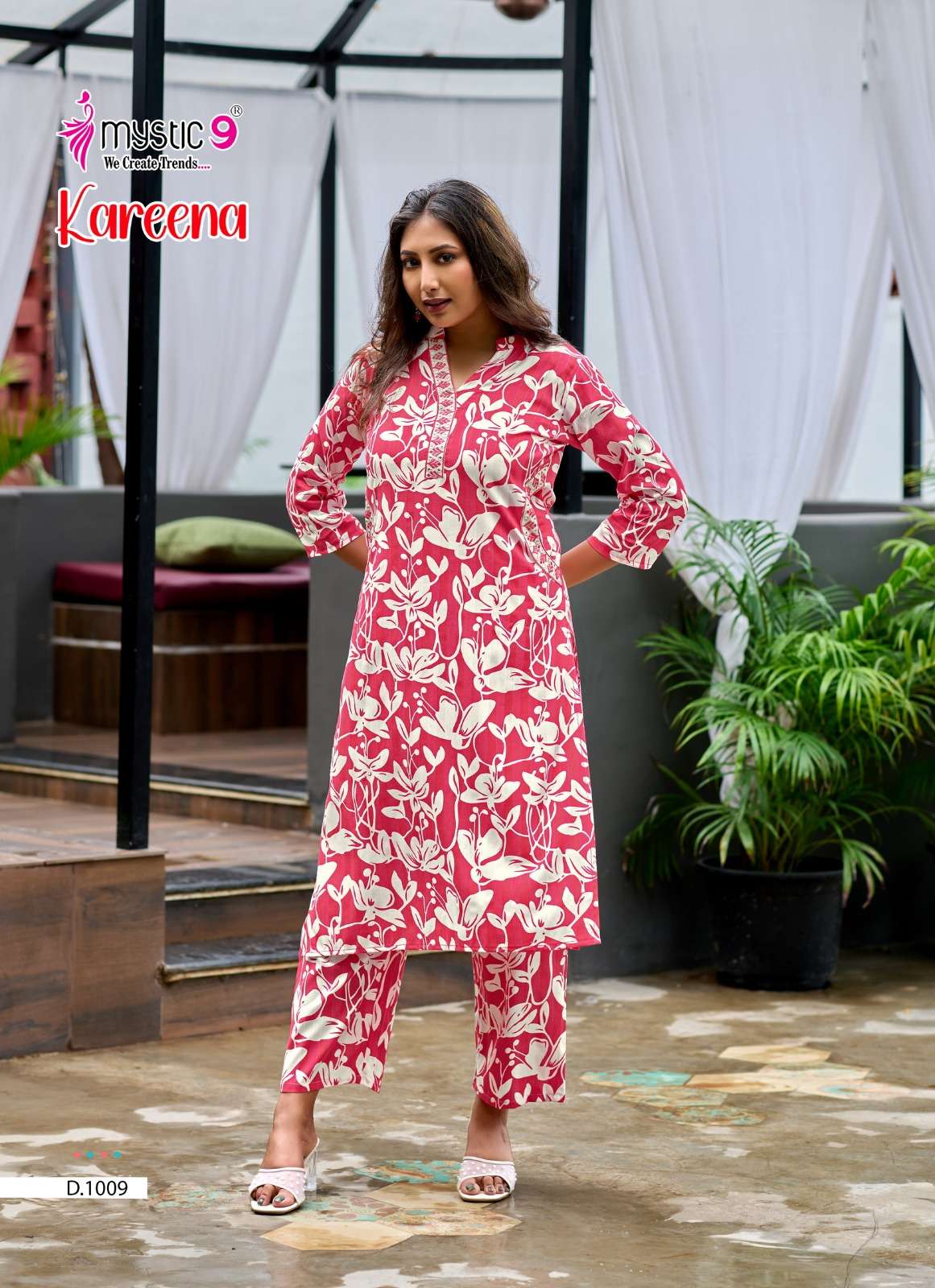 MYSTIC 9 KAREENA VOL 1 RAYON PRINT FANCY LADIES KURTI WITH BOTTOM PAIR 