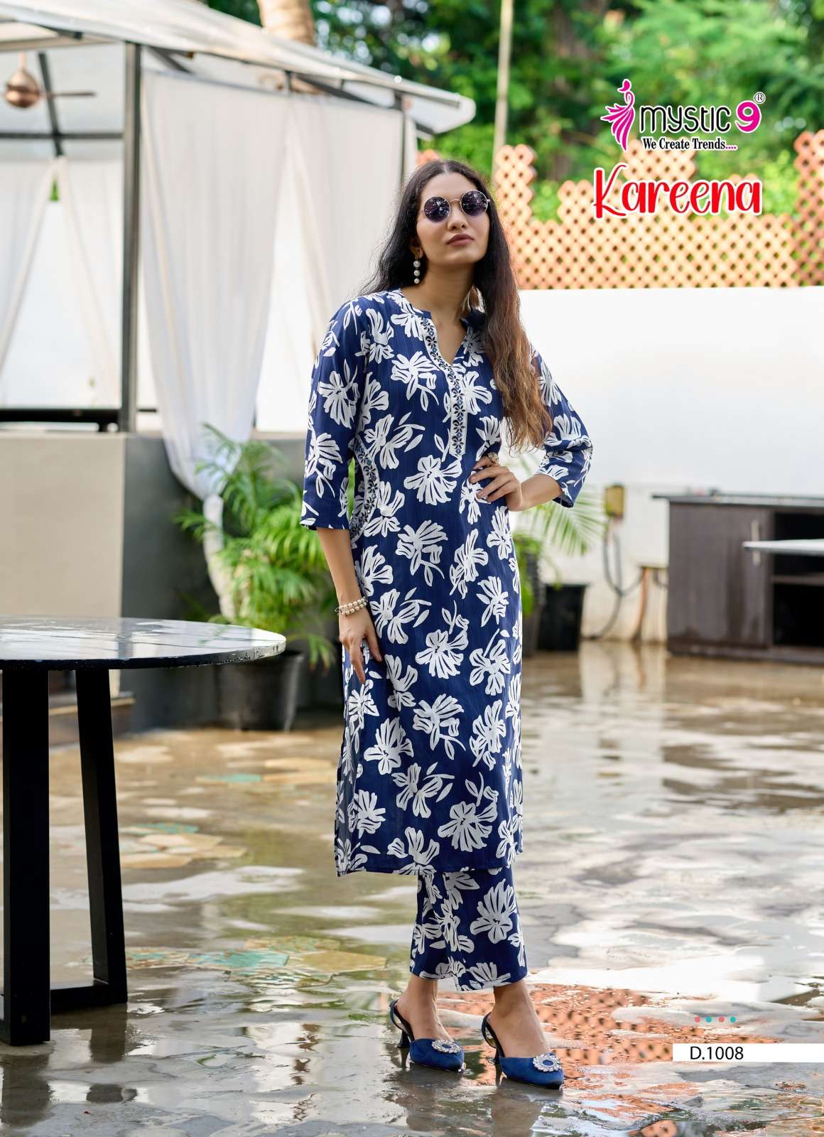 MYSTIC 9 KAREENA VOL 1 RAYON PRINT FANCY LADIES KURTI WITH BOTTOM PAIR 
