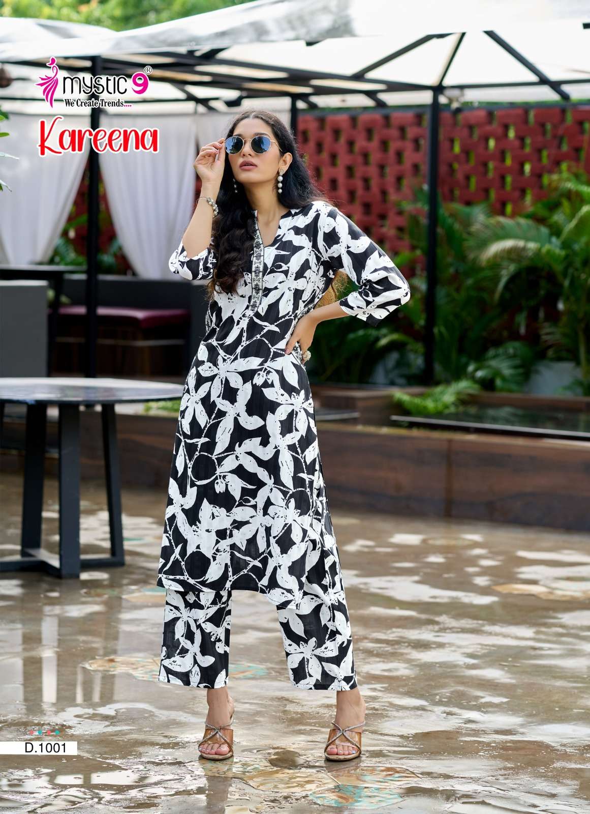 MYSTIC 9 KAREENA VOL 1 RAYON PRINT FANCY LADIES KURTI WITH BOTTOM PAIR 