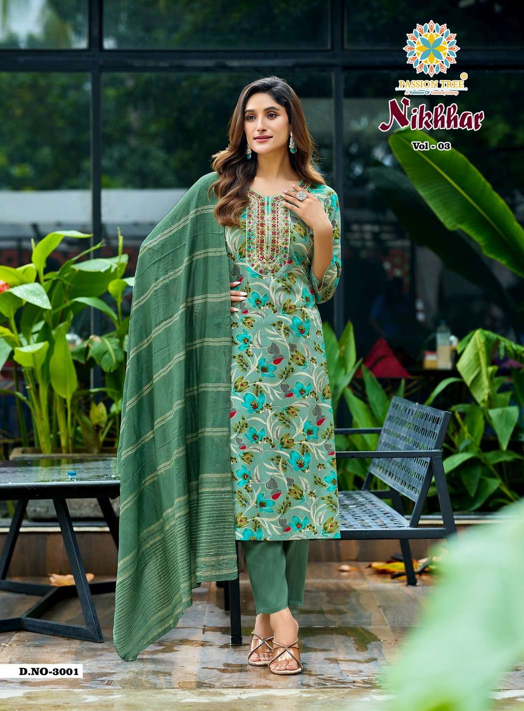 PASSION TREE NIKHAAR VOL 3 RAYON FANCY STRAIGHT KURTI WITH PANT & DUPATTA SET