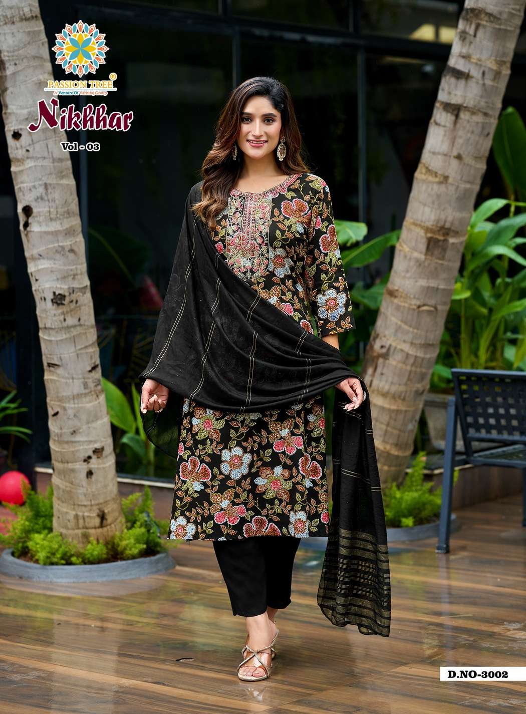PASSION TREE NIKHAAR VOL 3 RAYON FANCY STRAIGHT KURTI WITH PANT & DUPATTA SET