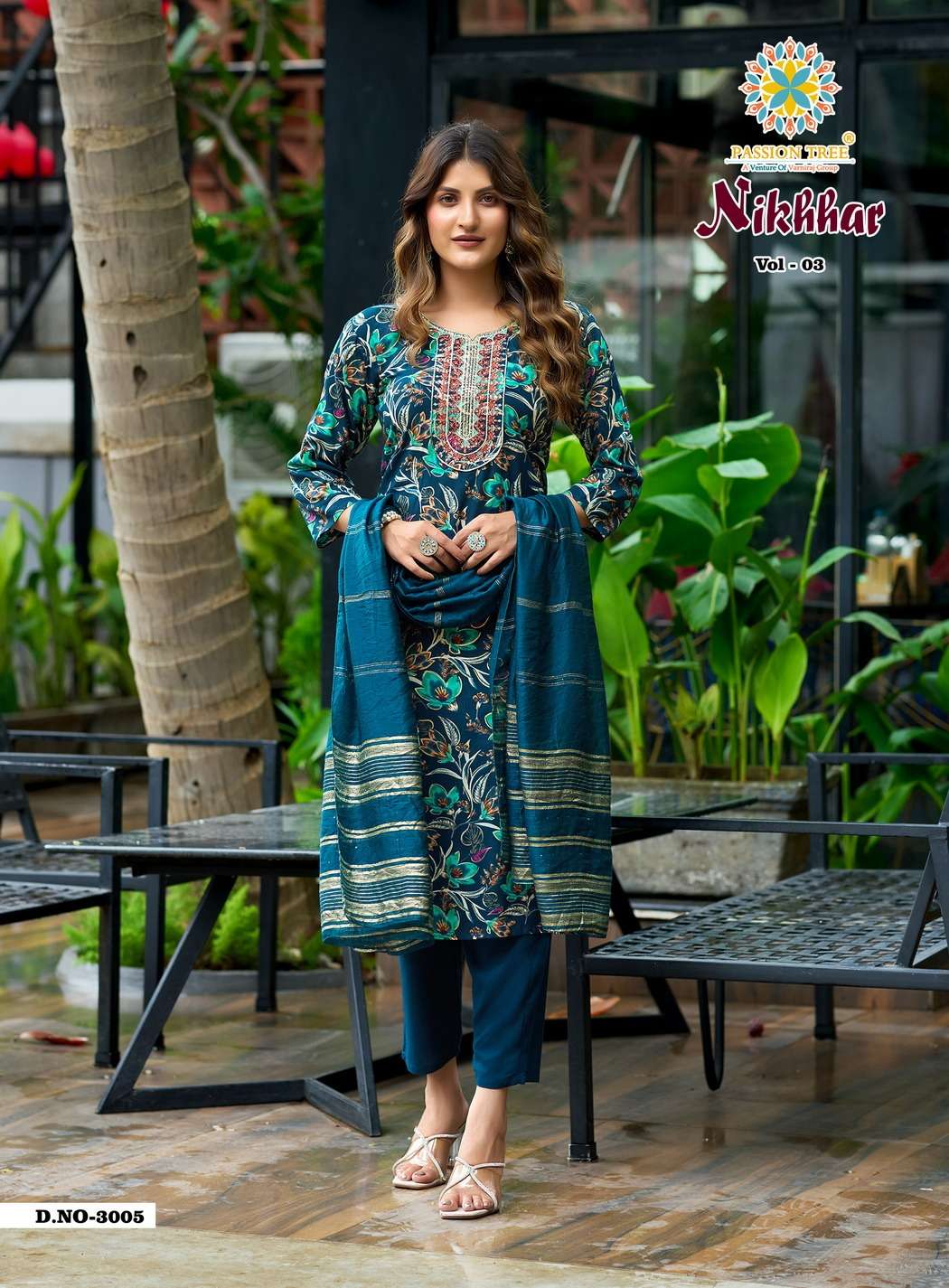 PASSION TREE NIKHAAR VOL 3 RAYON FANCY STRAIGHT KURTI WITH PANT & DUPATTA SET