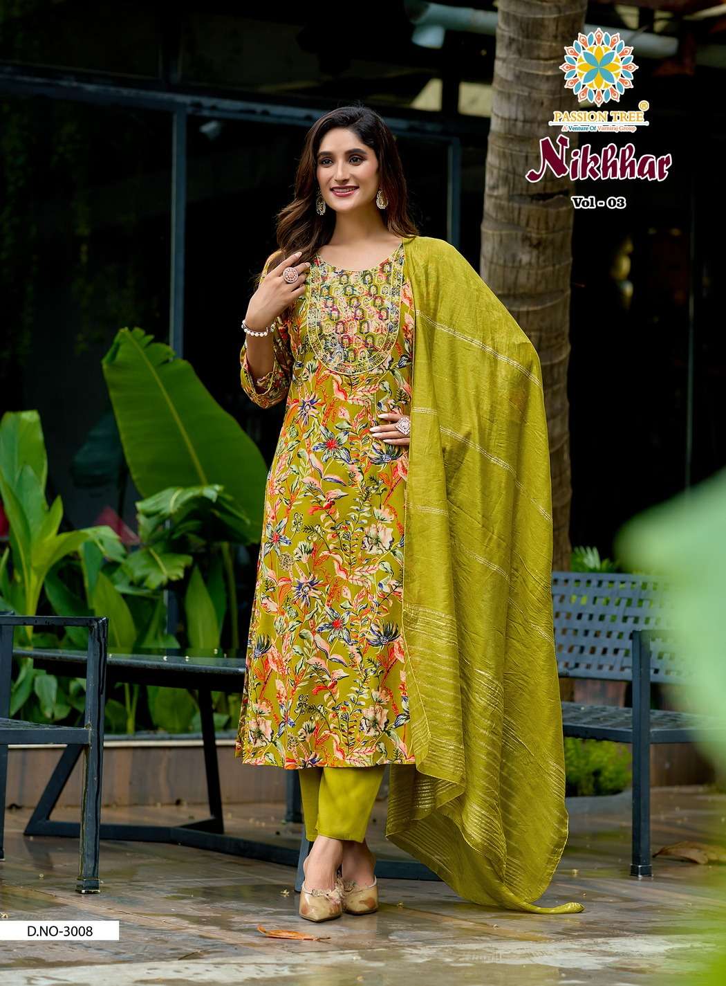 PASSION TREE NIKHAAR VOL 3 RAYON FANCY STRAIGHT KURTI WITH PANT & DUPATTA SET