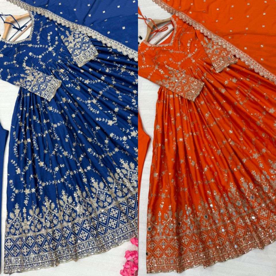 PD 1097 SILK HEAVY SEQUENCE DESIGNER READY MADE PARTY WEAR GOWN SUIT