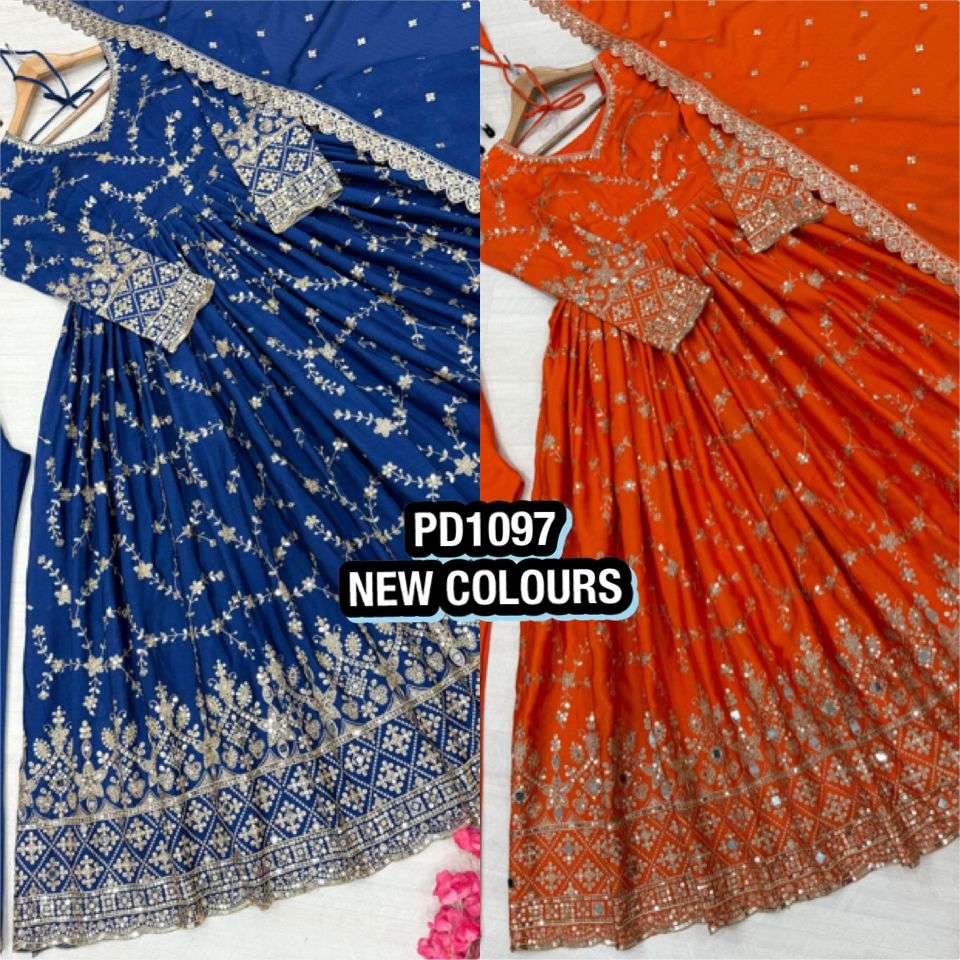 PD 1097 SILK HEAVY SEQUENCE DESIGNER READY MADE PARTY WEAR GOWN SUIT